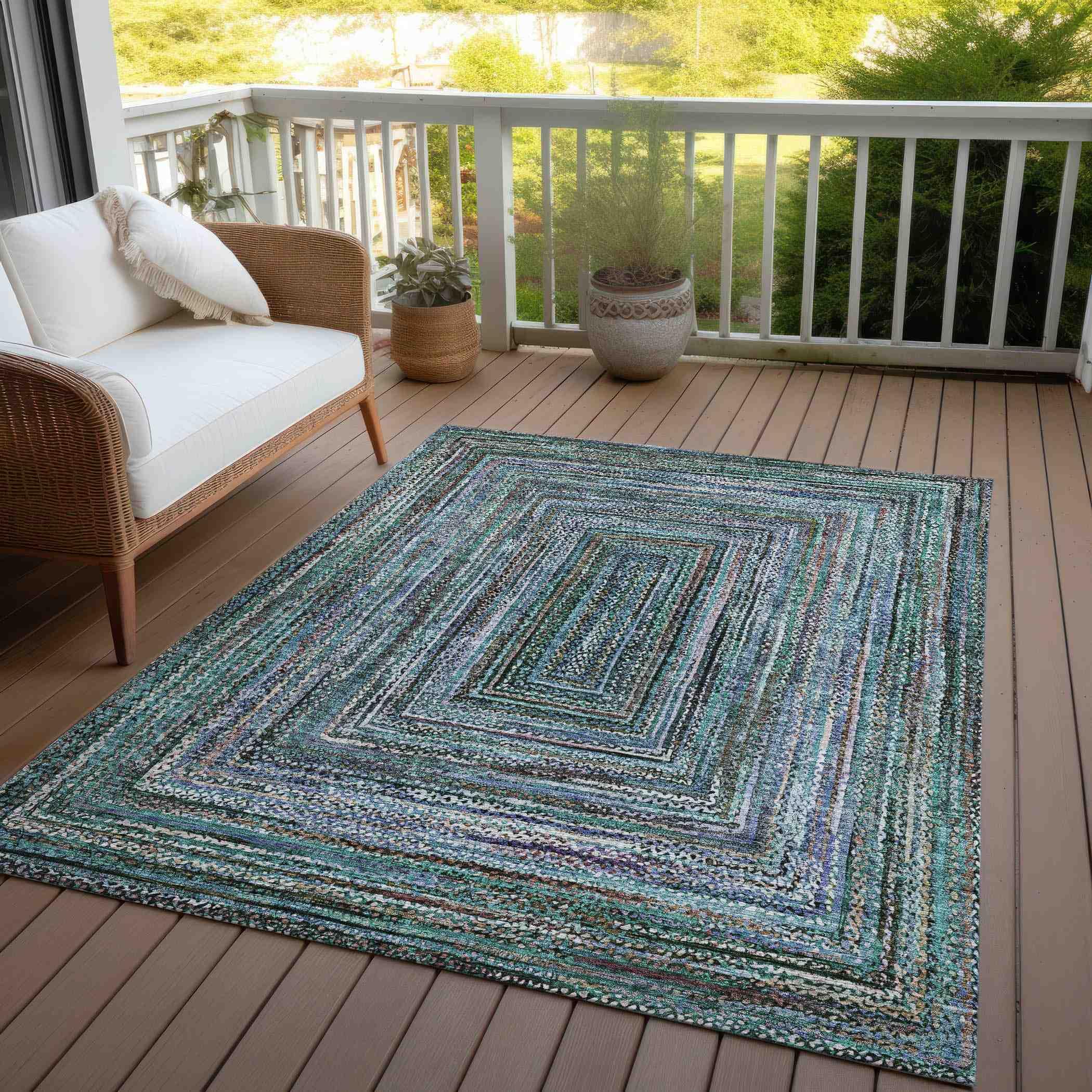 Addison Rugs Haelanor Teal Washable Indoor-Outdoor Rug