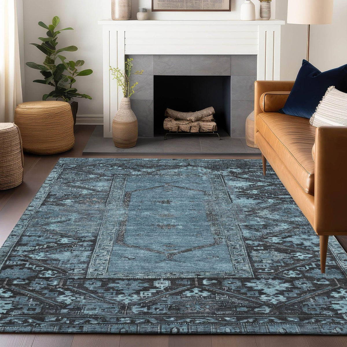 Addison Rugs Haelaris Blue Washable Indoor-Outdoor Rug