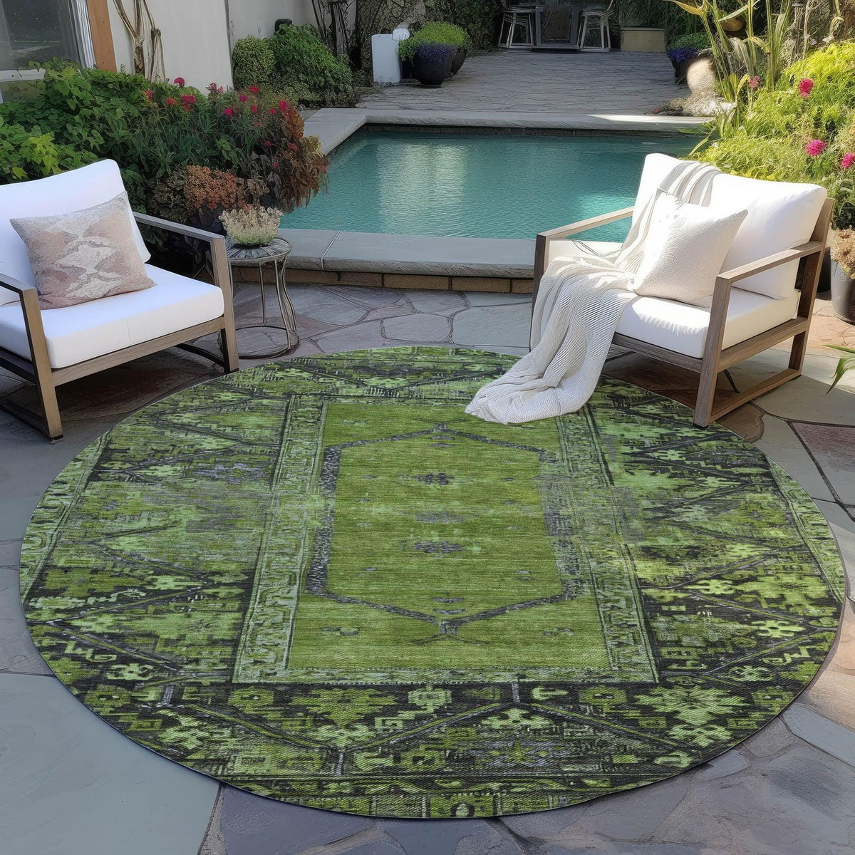 Addison Rugs Haelaris Green Washable Indoor-Outdoor Rug