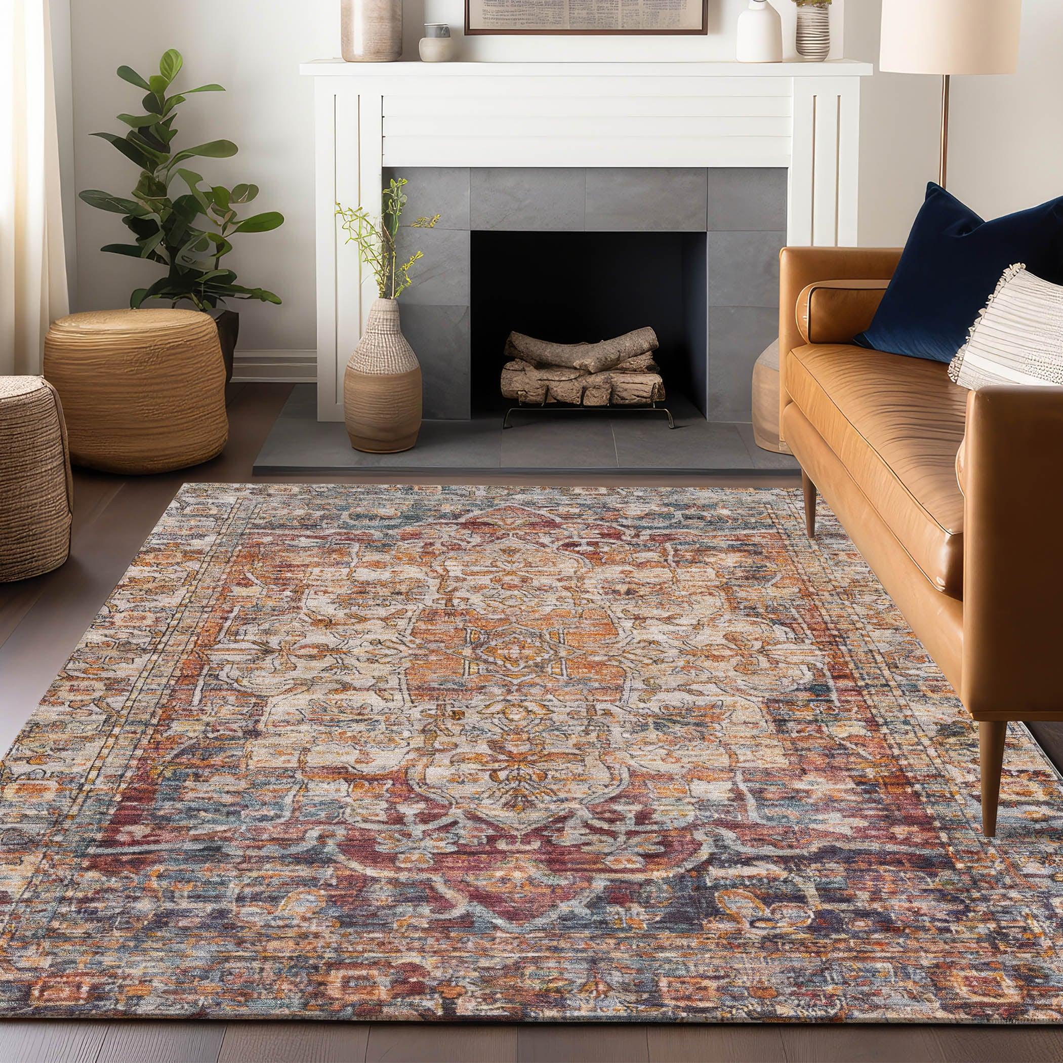 Addison Rugs Haelas Orange Washable Indoor-Outdoor Rug