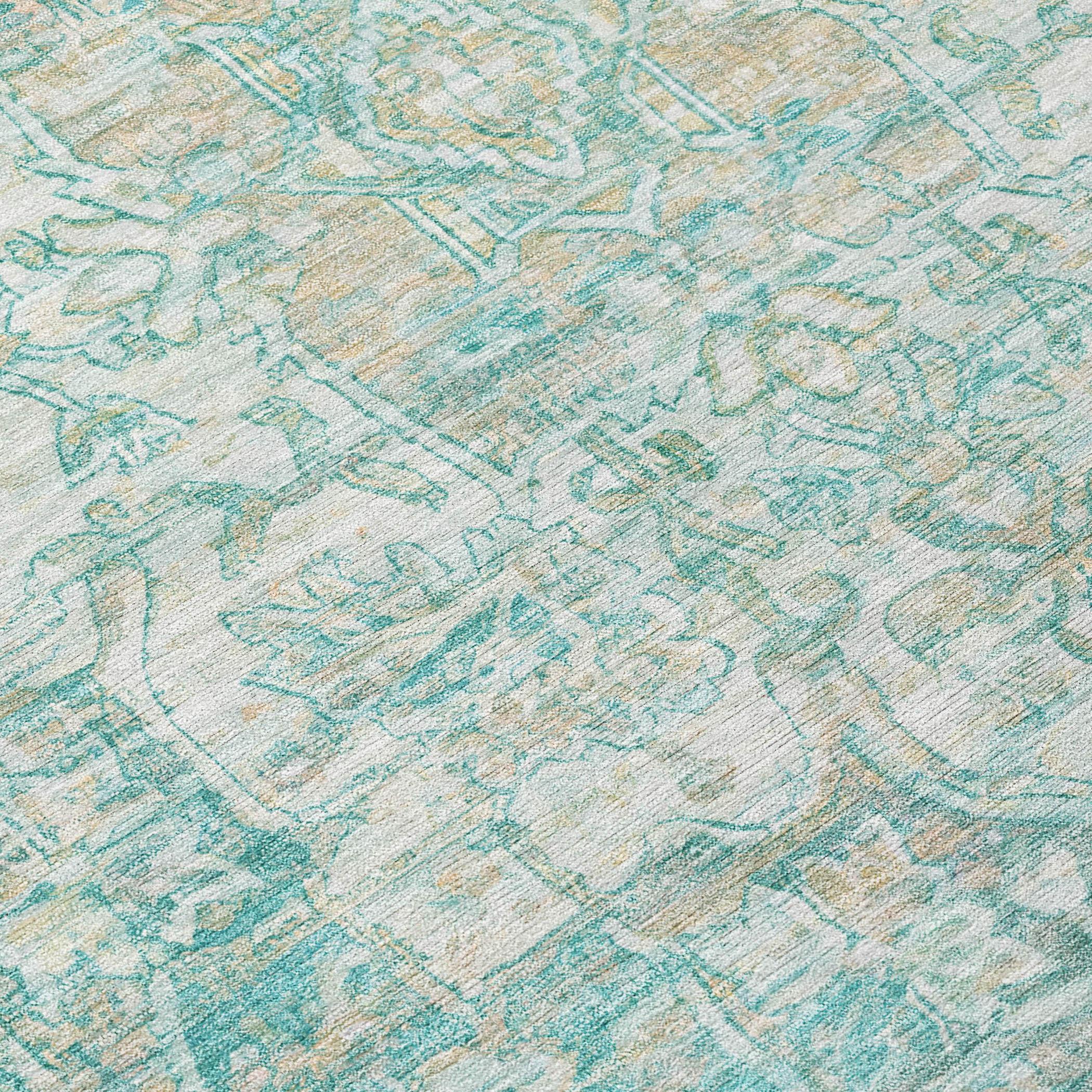 Addison Rugs Haelas Teal Washable Indoor-Outdoor Rug