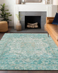 Addison Rugs Haelas Teal Washable Indoor-Outdoor Rug