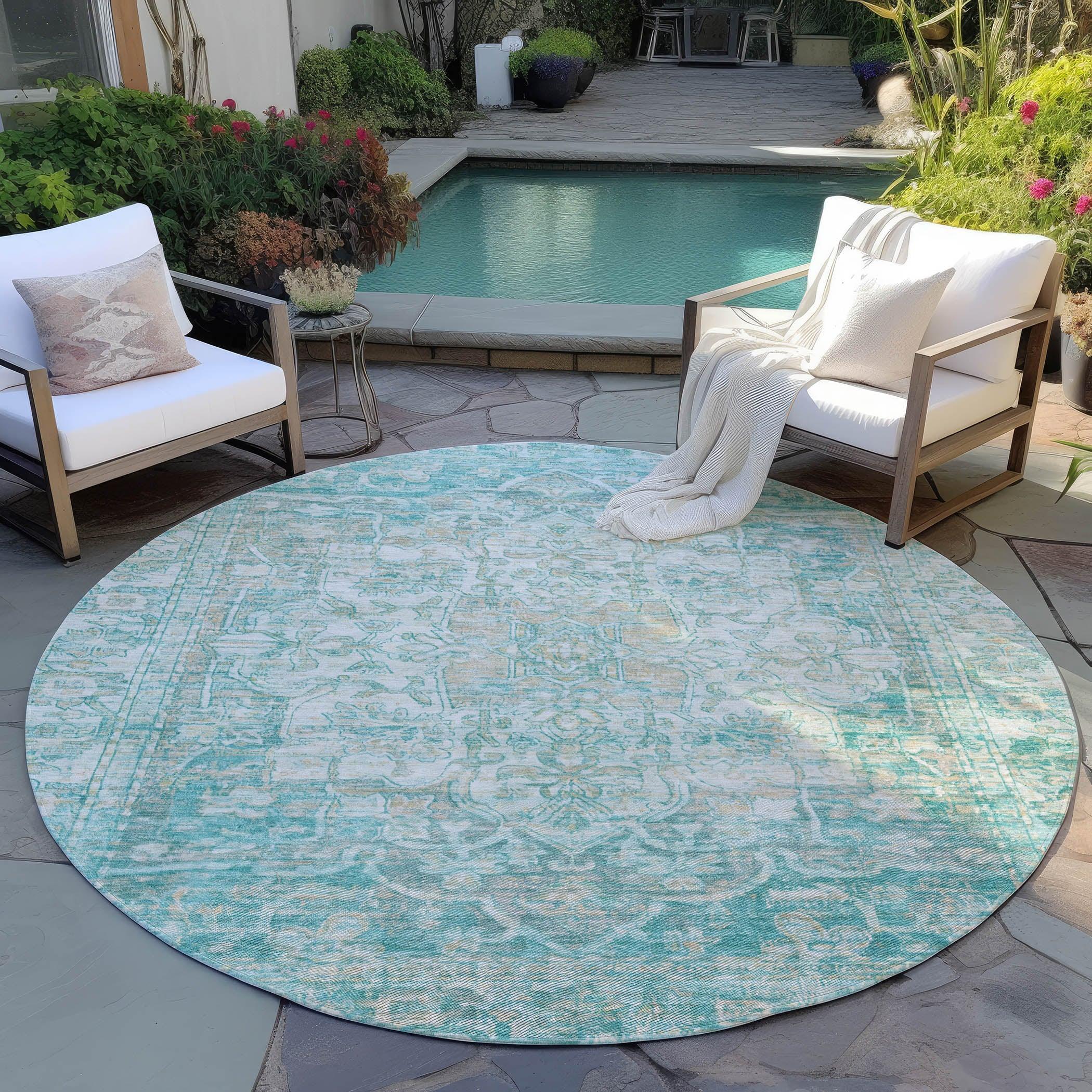 Addison Rugs Haelas Teal Washable Indoor-Outdoor Rug
