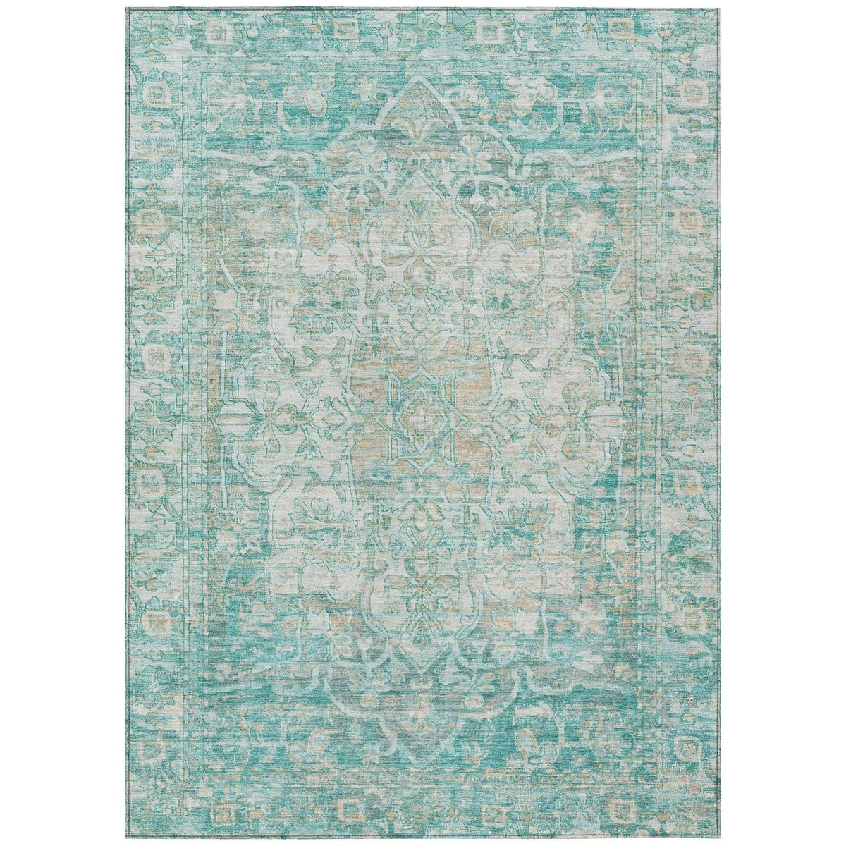 Addison Rugs Haelas Teal Washable Indoor-Outdoor Rug