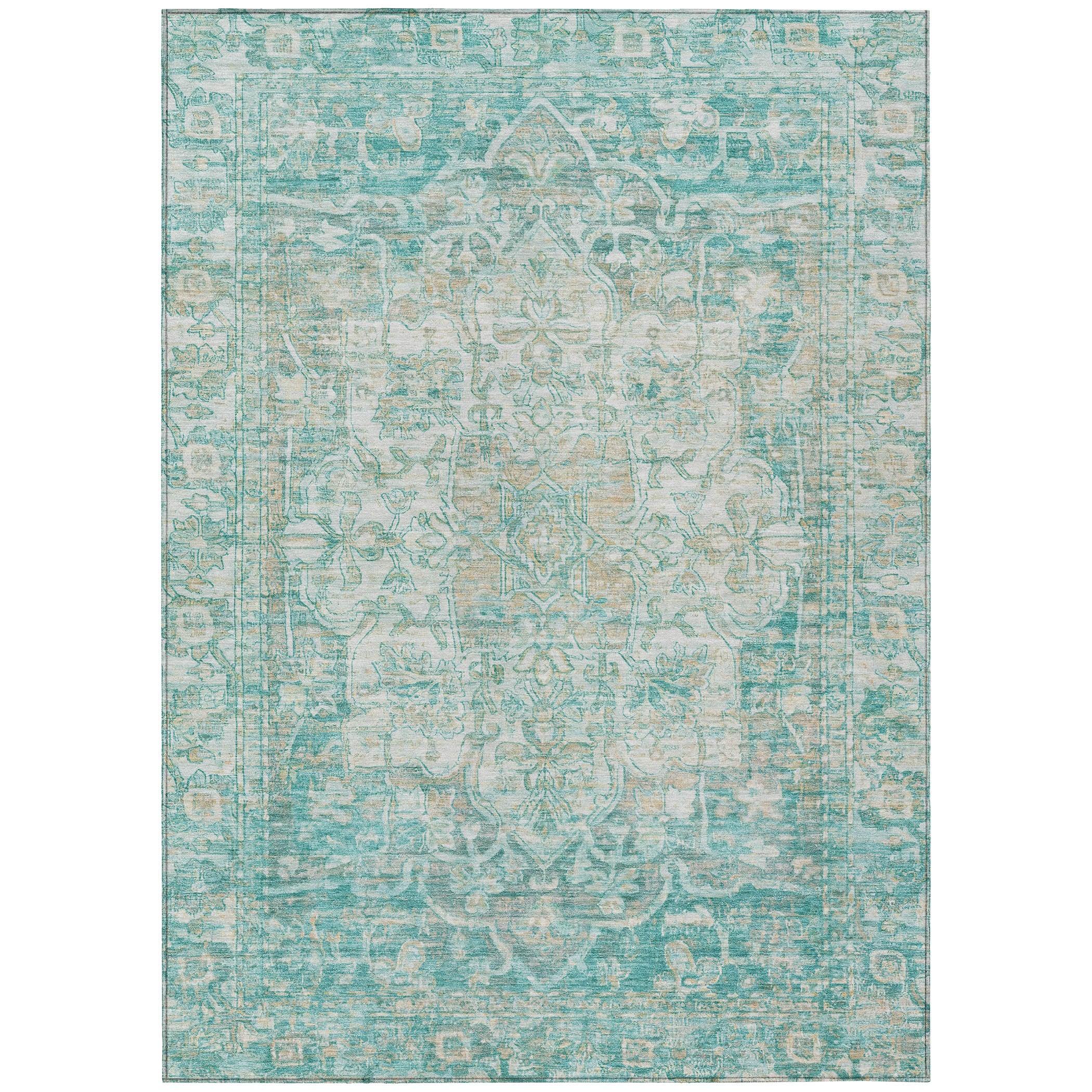 Addison Rugs Haelas Teal Washable Indoor-Outdoor Rug