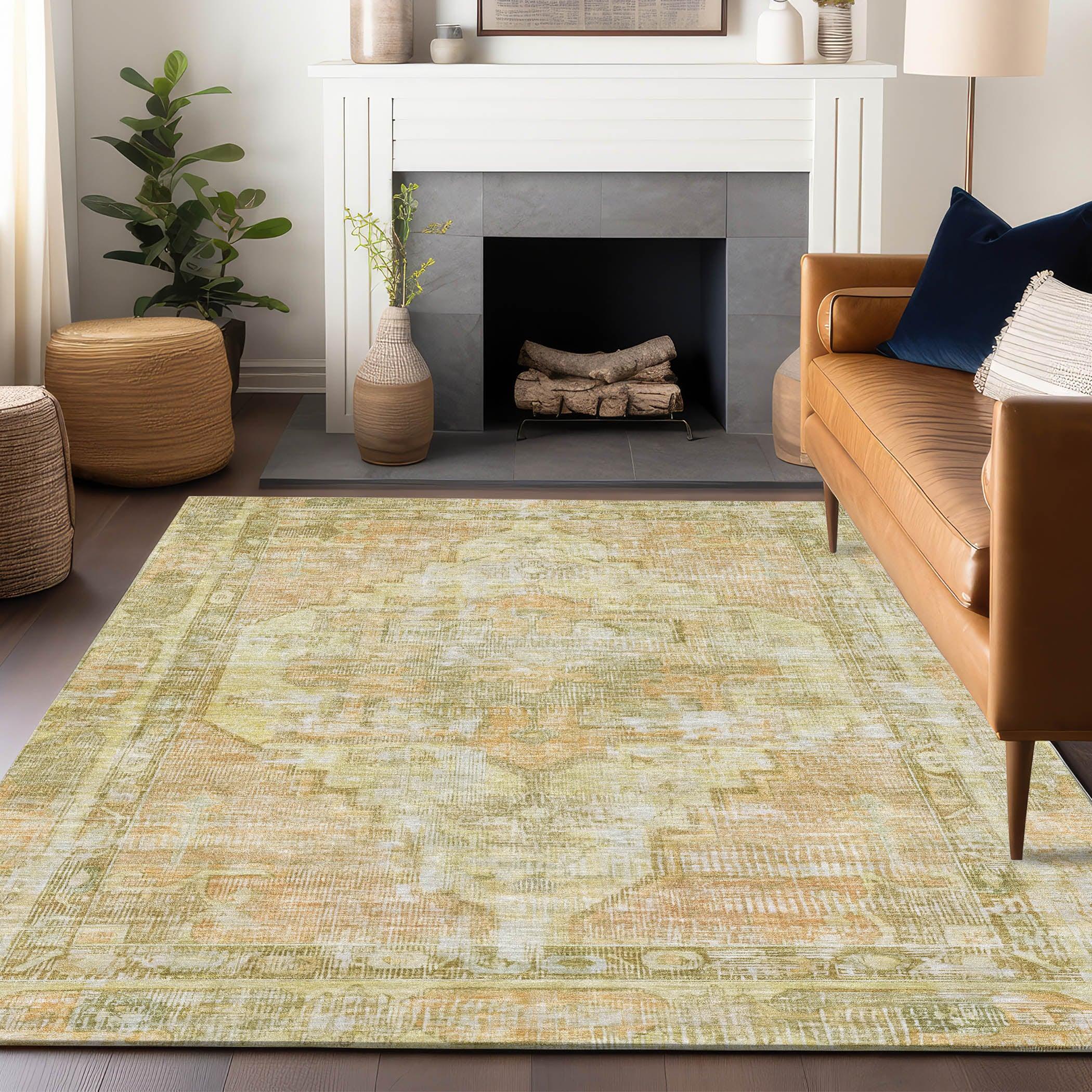 Addison Rugs Haeleth Gold Washable Indoor-Outdoor Rug