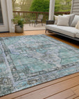 Addison Rugs Haeleth Teal Washable Indoor-Outdoor Rug