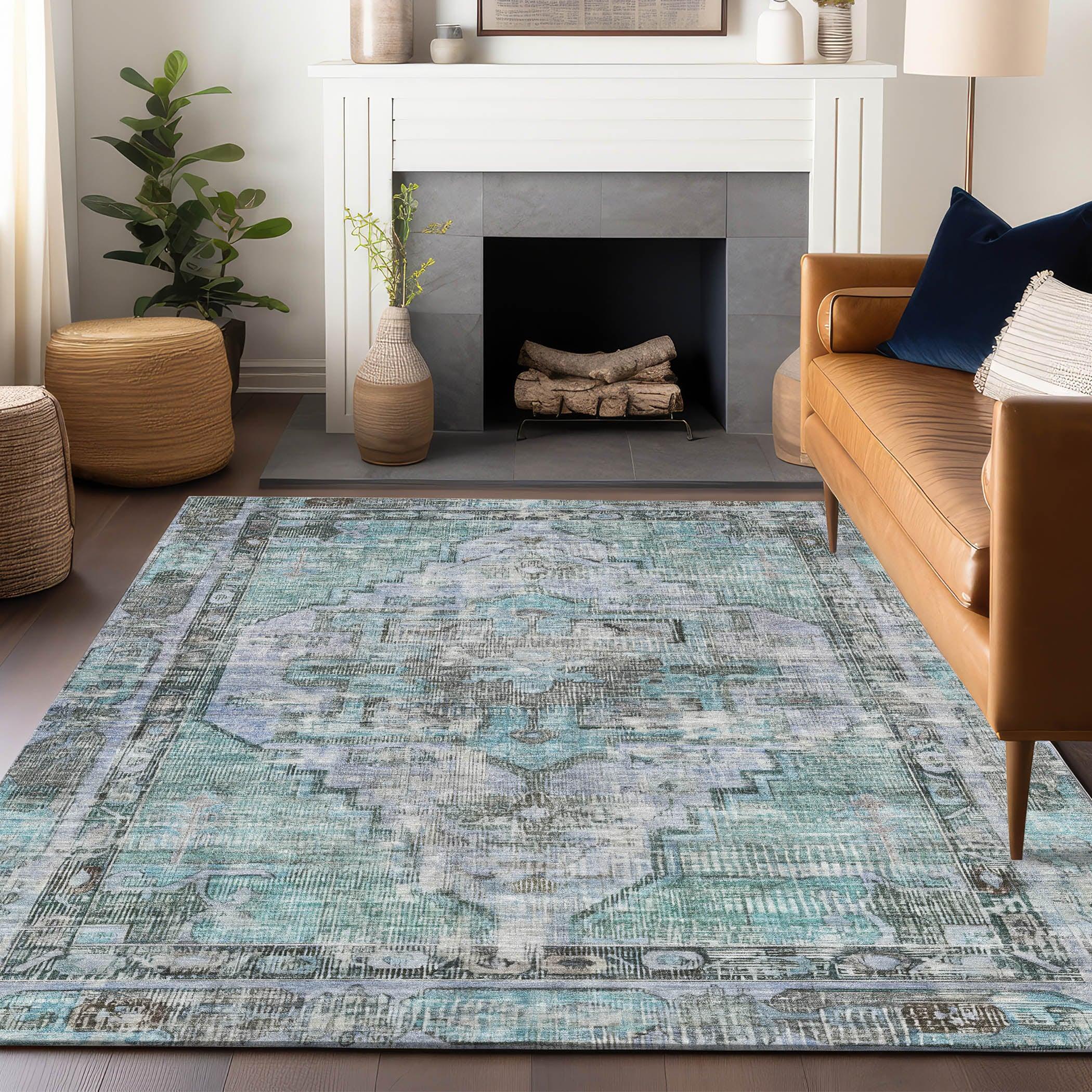 Addison Rugs Haeleth Teal Washable Indoor-Outdoor Rug
