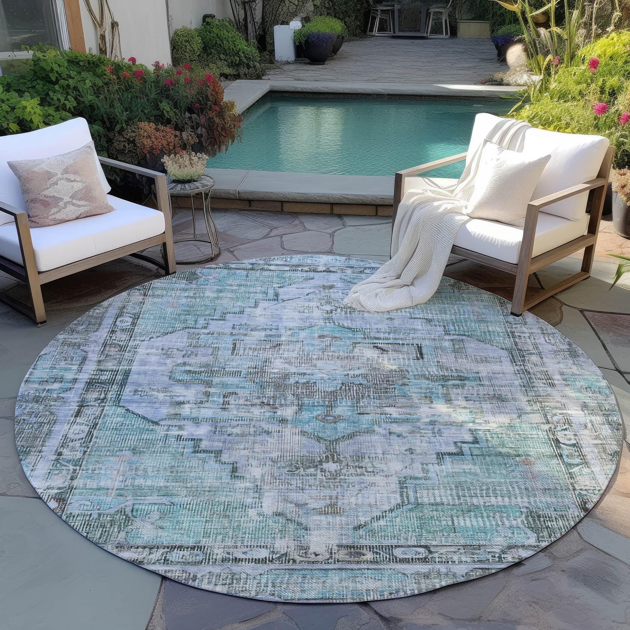Addison Rugs Haeleth Teal Washable Indoor-Outdoor Rug