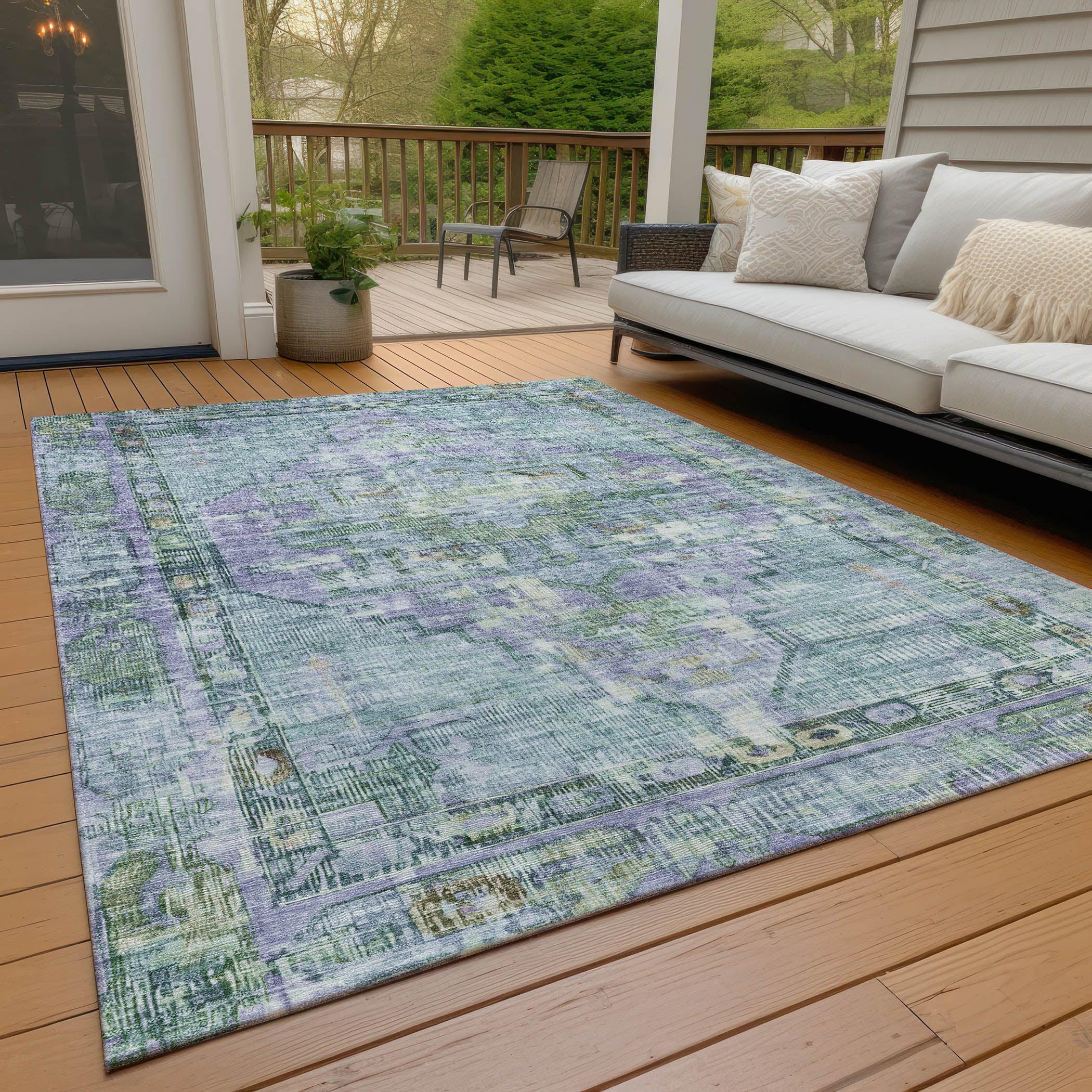 Addison Rugs Haelien Teal Washable Indoor-Outdoor Rug