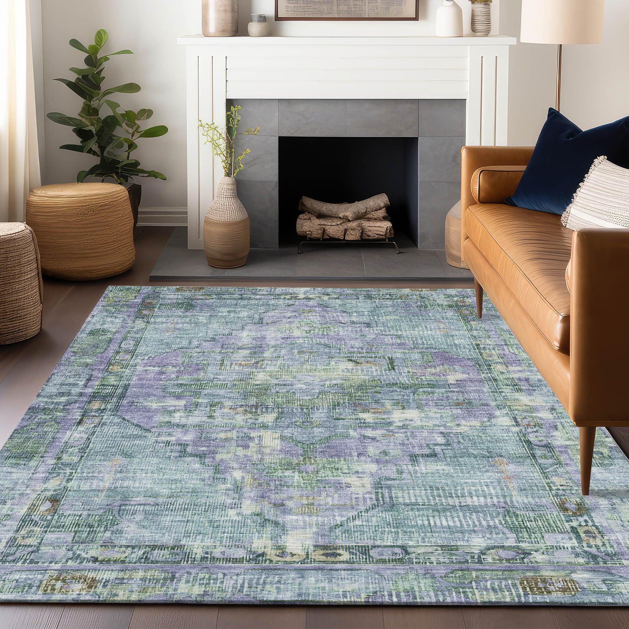 Addison Rugs Haelien Teal Washable Indoor-Outdoor Rug