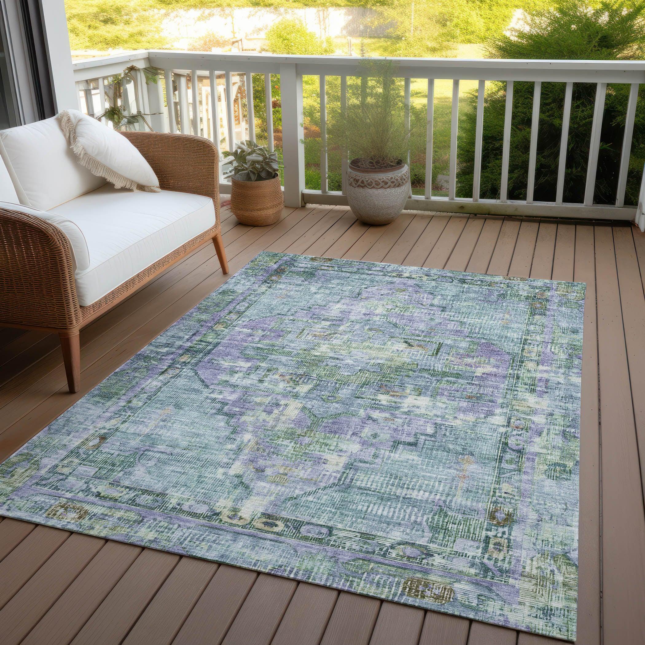 Addison Rugs Haelien Teal Washable Indoor-Outdoor Rug