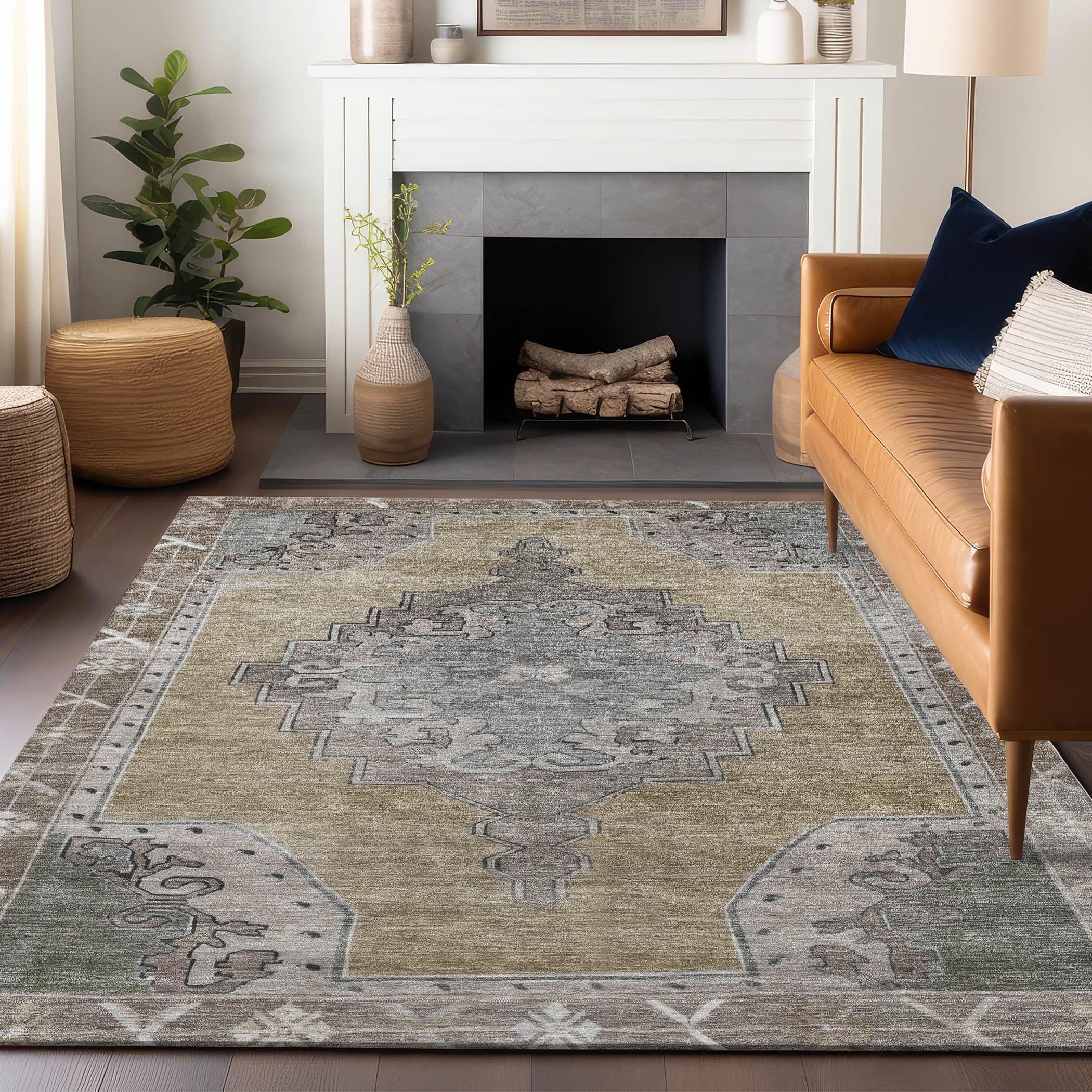 Addison Rugs Haelion Brown Washable Indoor-Outdoor Rug