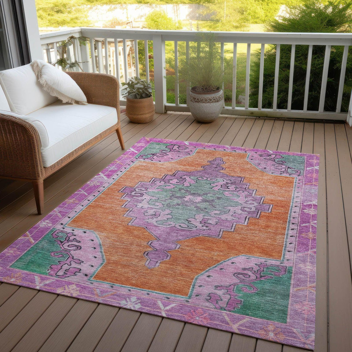 Addison Rugs Haelion Orange Washable Indoor-Outdoor Rug