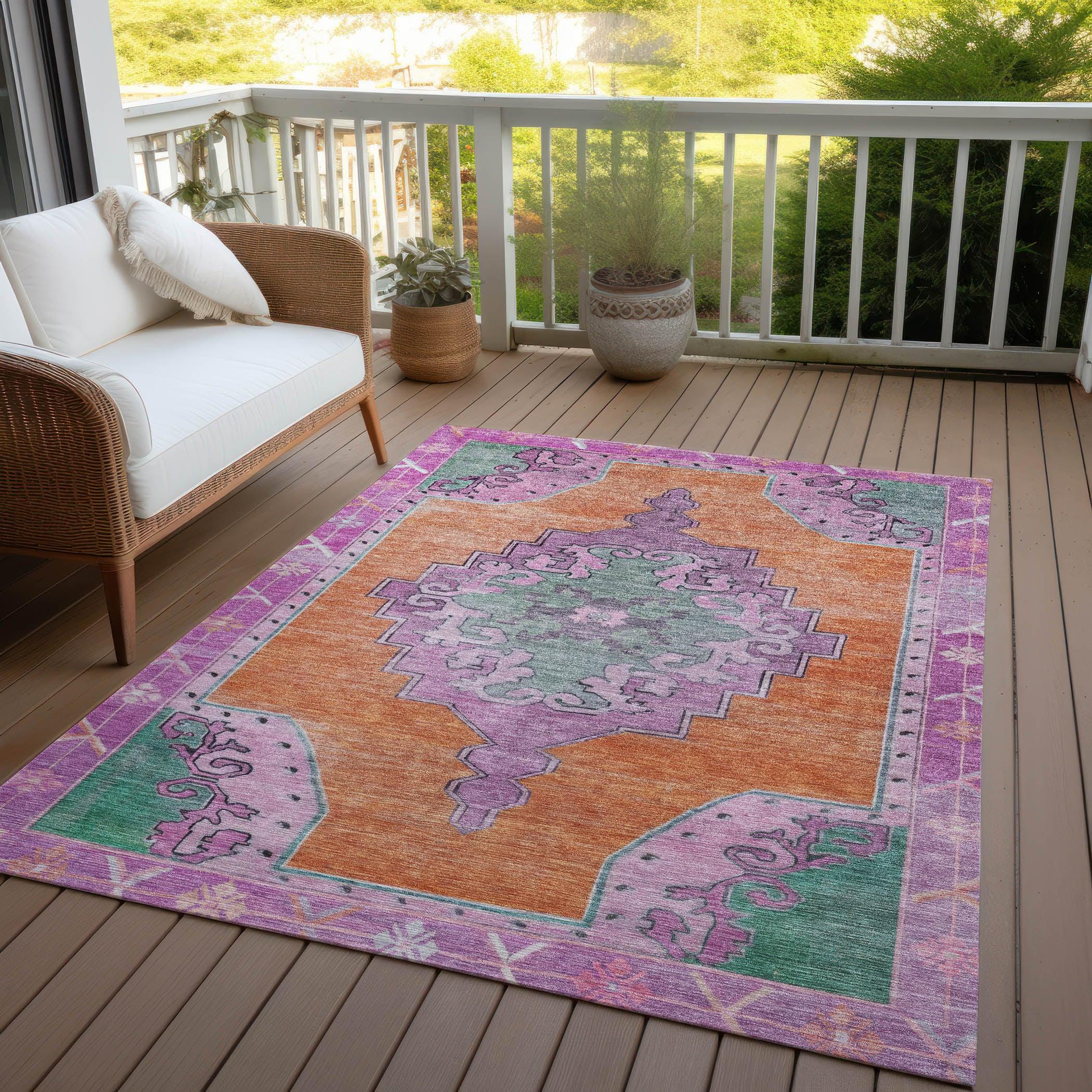 Addison Rugs Haelion Orange Washable Indoor-Outdoor Rug