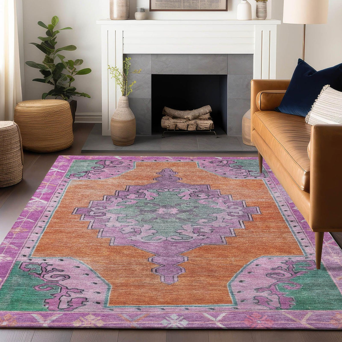Addison Rugs Haelion Orange Washable Indoor-Outdoor Rug