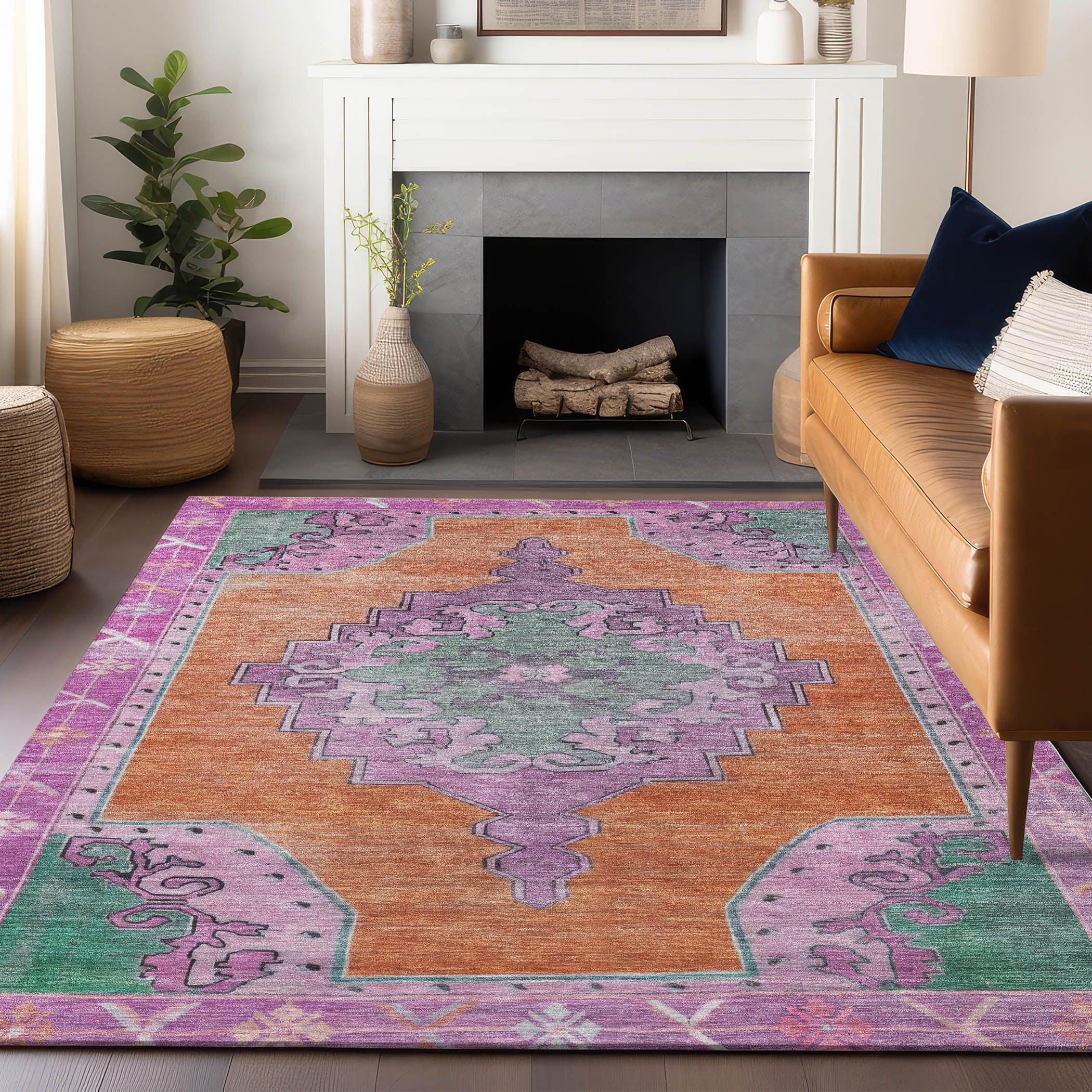 Addison Rugs Haelion Orange Washable Indoor-Outdoor Rug