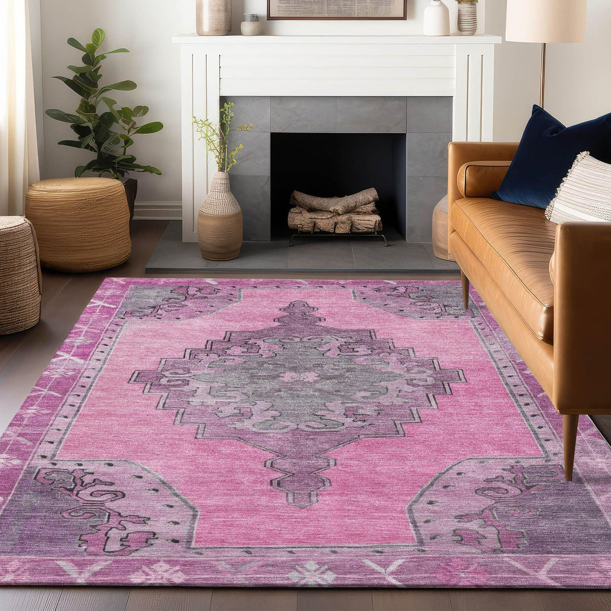 Addison Rugs Haelion Pink Washable Indoor-Outdoor Rug