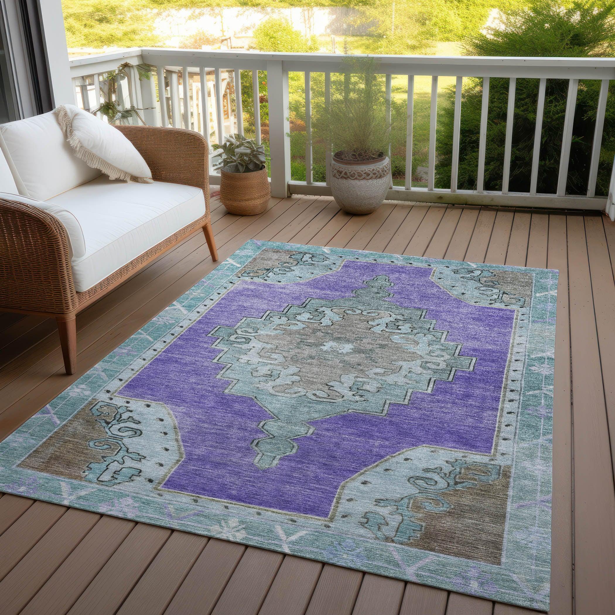Addison Rugs Haelion Purple Washable Indoor-Outdoor Rug