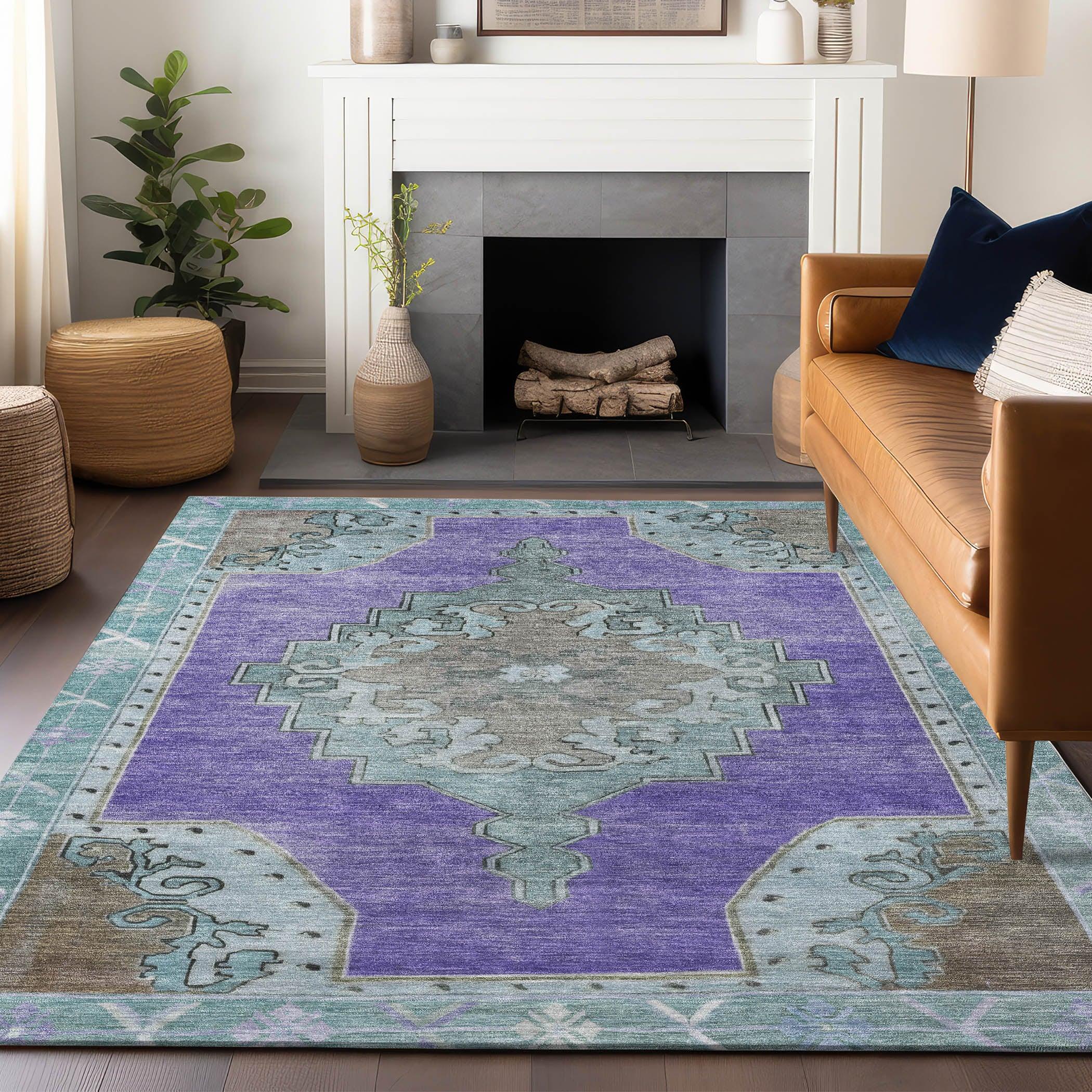 Addison Rugs Haelion Purple Washable Indoor-Outdoor Rug