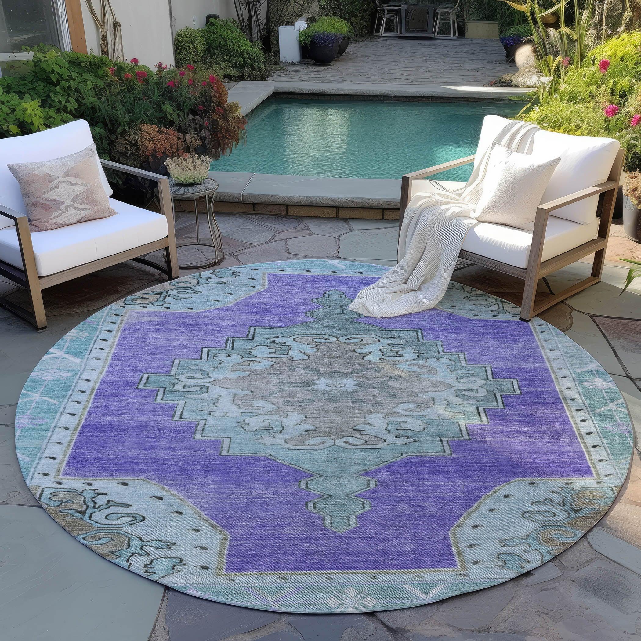 Addison Rugs Haelion Purple Washable Indoor-Outdoor Rug