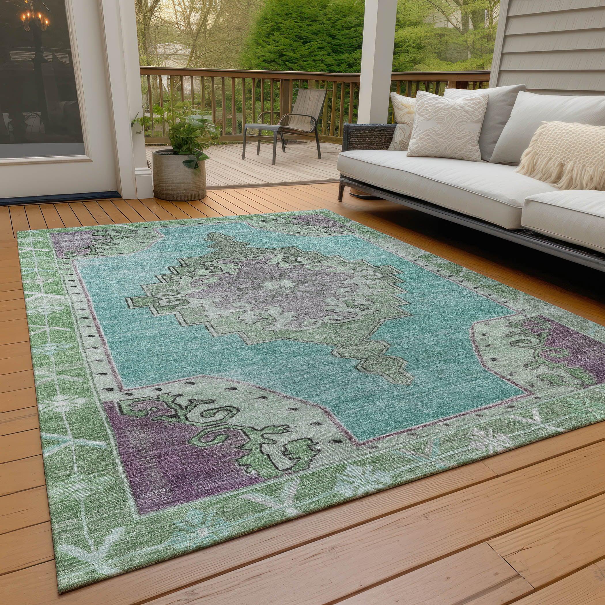 Addison Rugs Haelion Teal Washable Indoor-Outdoor Rug