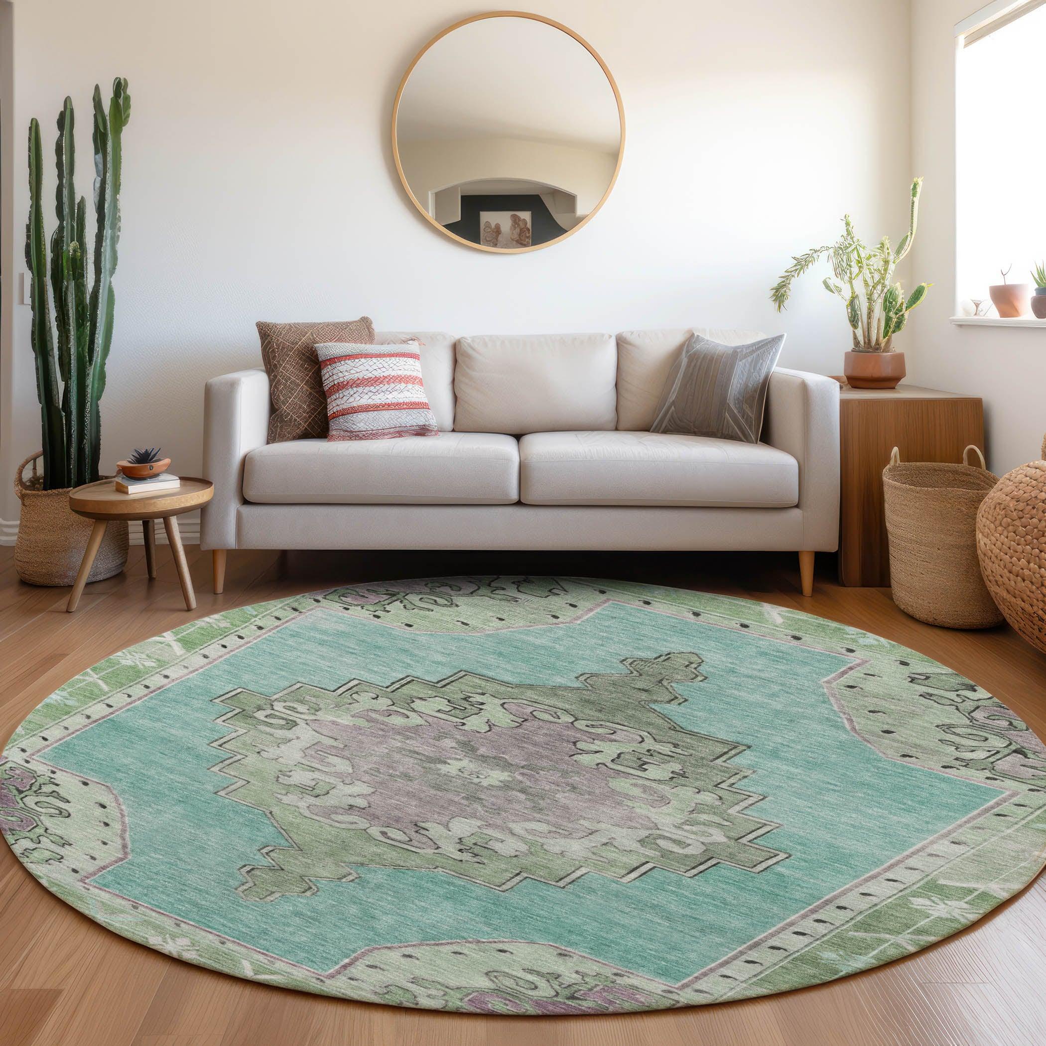 Addison Rugs Haelion Teal Washable Indoor-Outdoor Rug