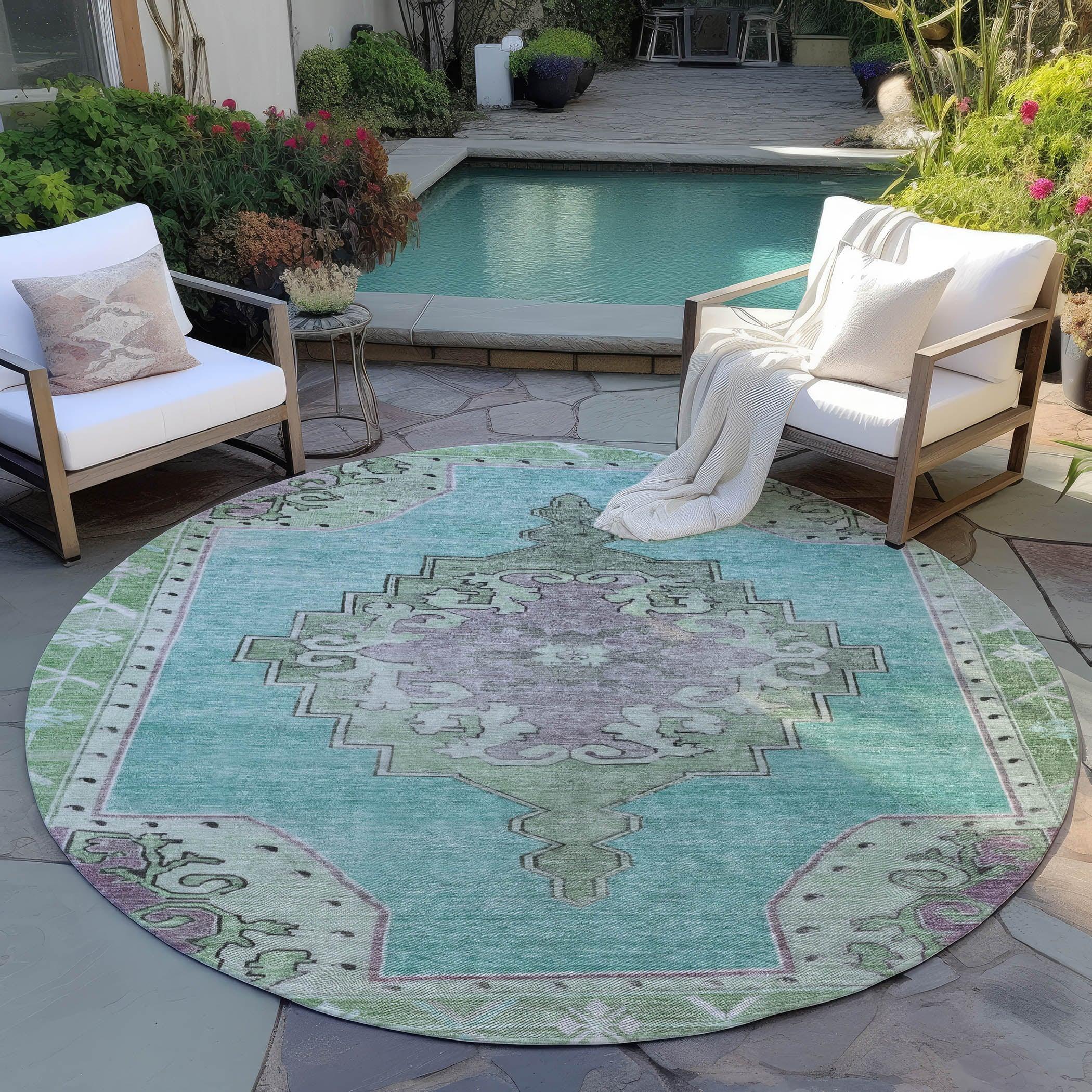 Addison Rugs Haelion Teal Washable Indoor-Outdoor Rug