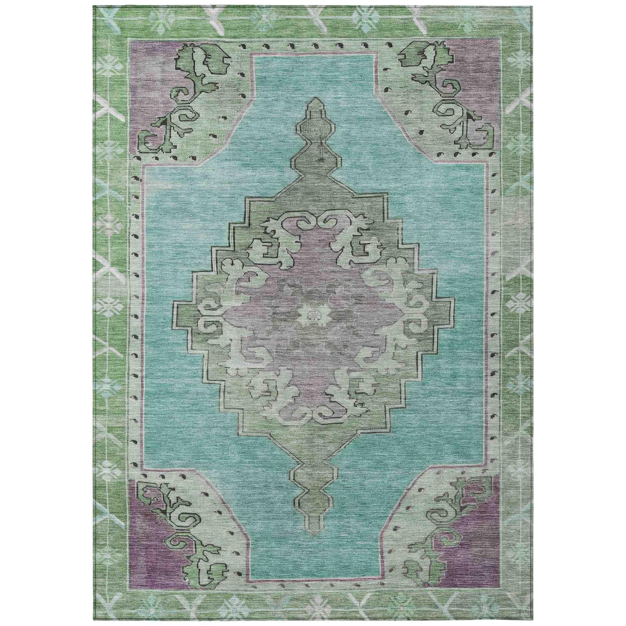 Addison Rugs Haelion Teal Washable Indoor-Outdoor Rug