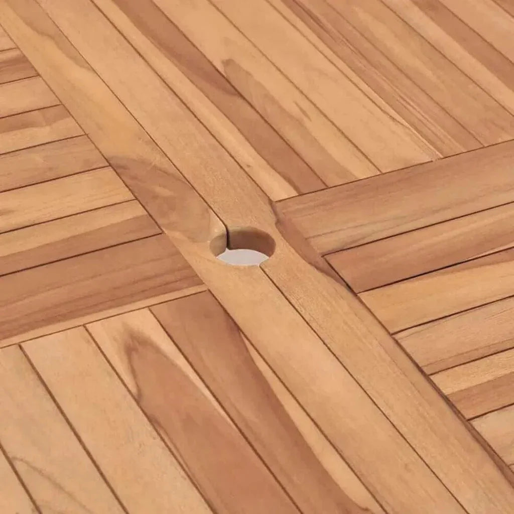 HiTeak Hamilton Square Teak Outdoor Dining Table Umbrella Hole