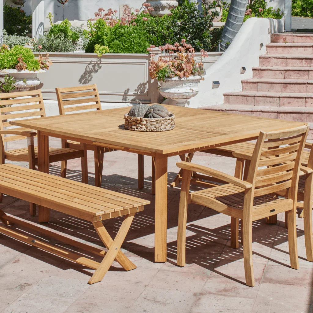 HiTeak Hamilton Teak Patio Square Dining Set 7PC