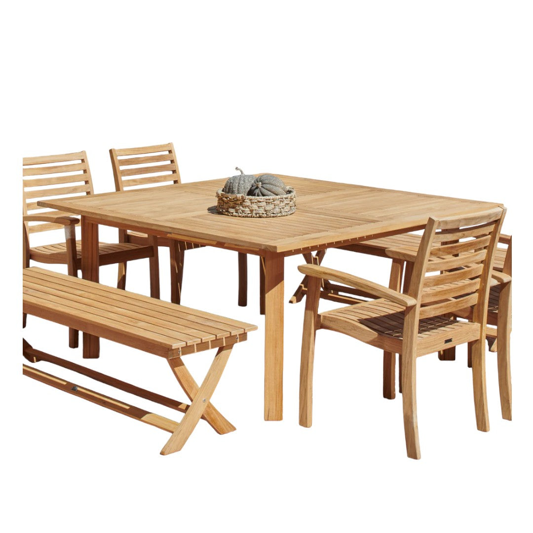 HiTeak Hamilton Teak Patio Square Dining Set 7PC