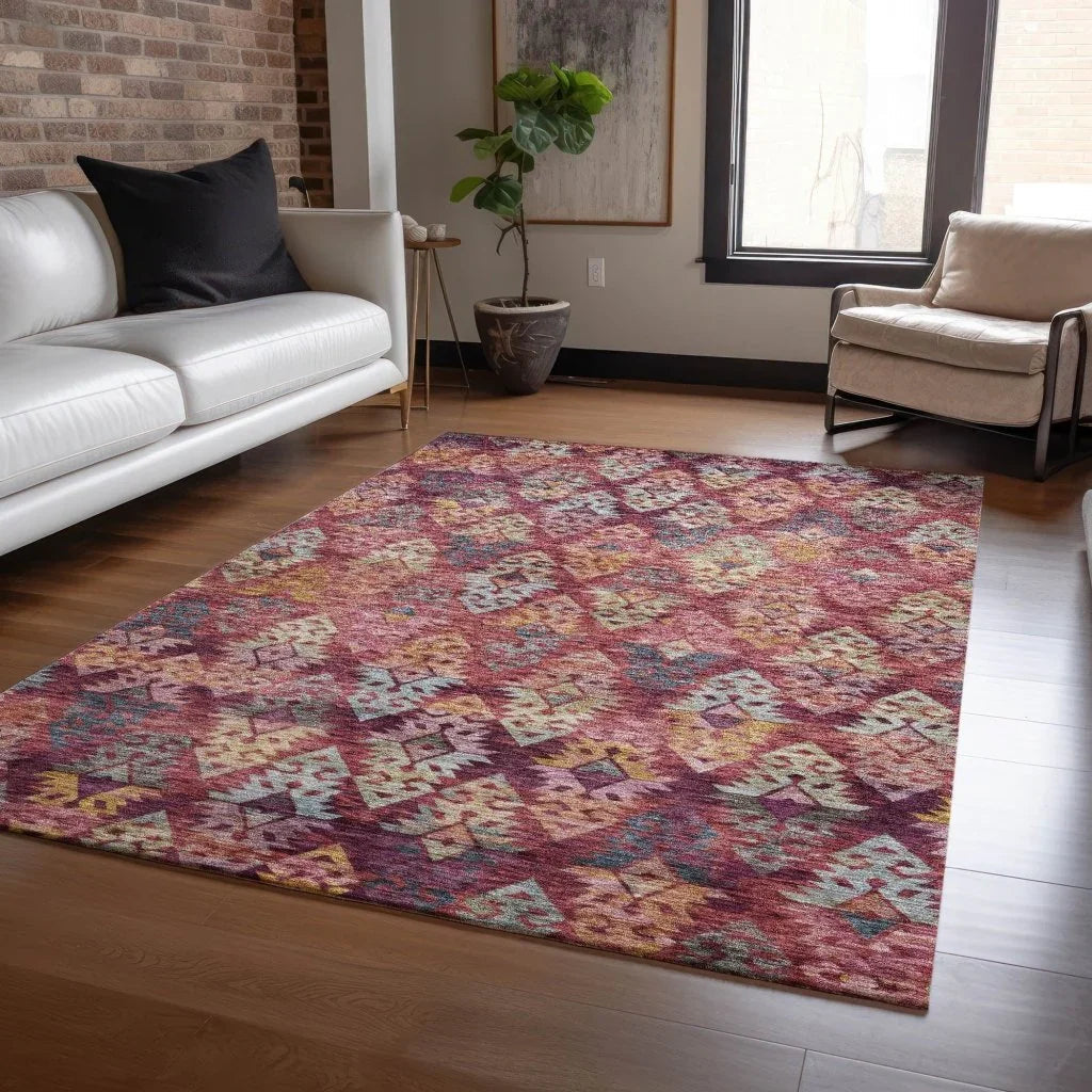 LOOMLAN Rugs Helissa Orange Washable Indoor-Outdoor Rug