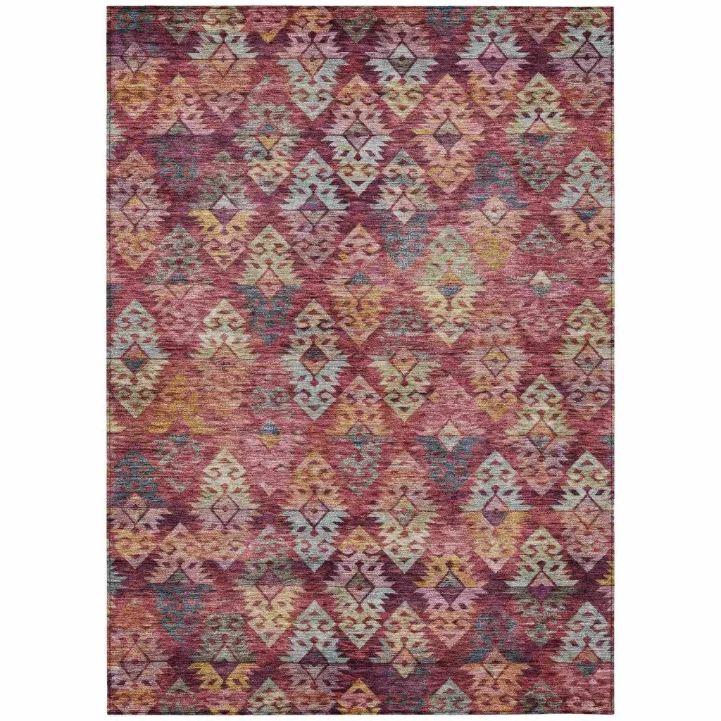 LOOMLAN Rugs Helissa Orange Washable Indoor-Outdoor Rug