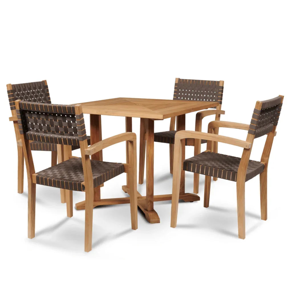 HiTeak Herning Teak Patio Square Dining Set 5PC
