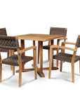 HiTeak Herning Teak Patio Square Dining Set 5PC