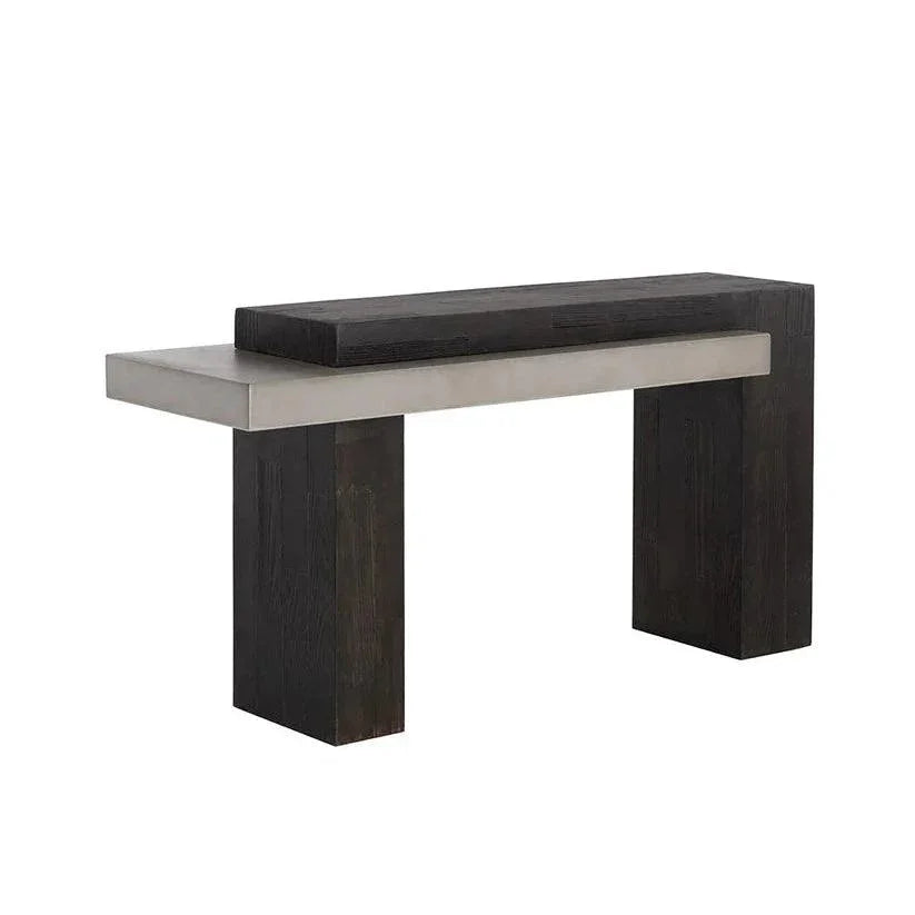 Herriot Concrete Outdoor Couch Table-Outdoor Console Tables-SUNPAN-Dark Brown / Grey-LOOMLAN