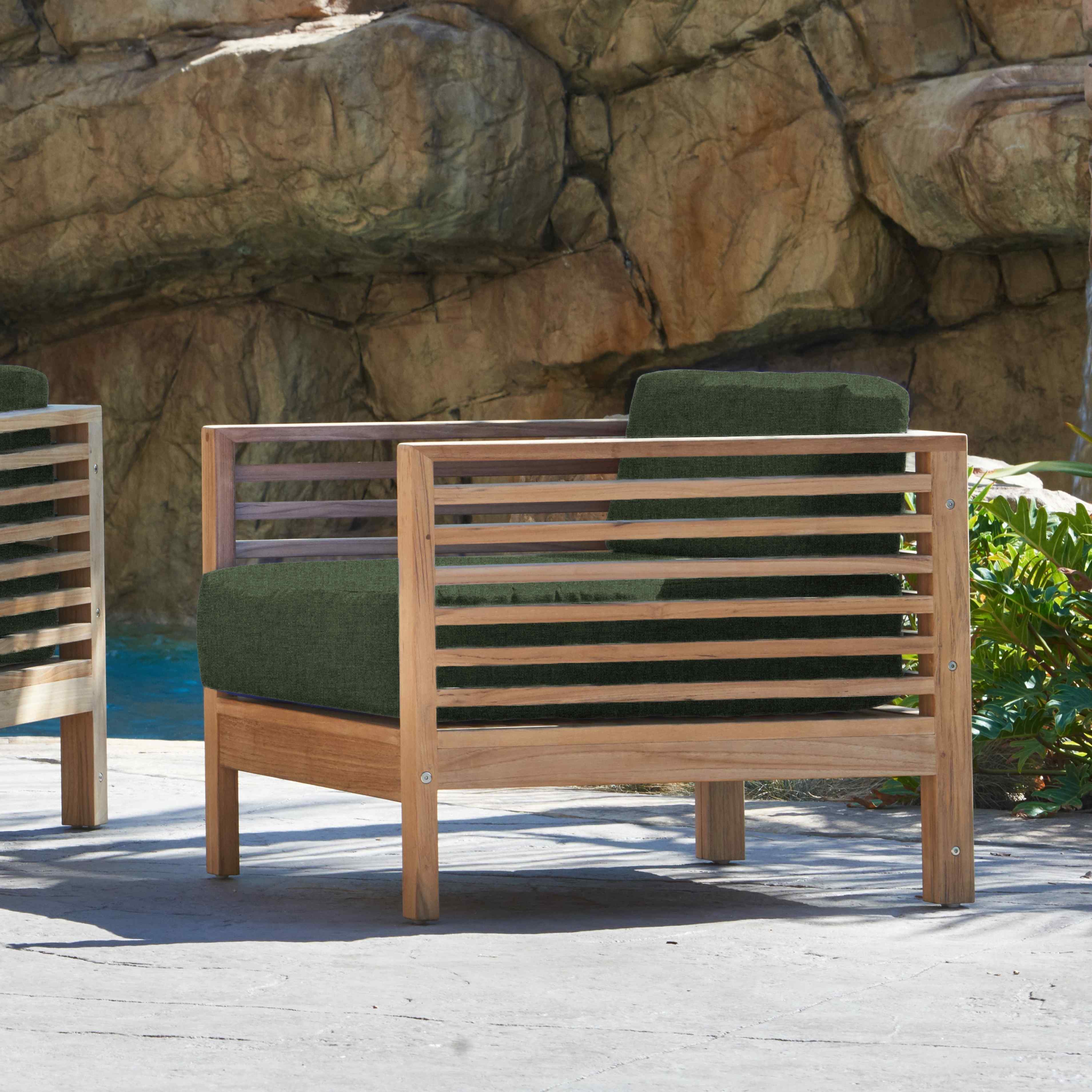 Summer Teak Outdoor Accent Chair with Sunbrella