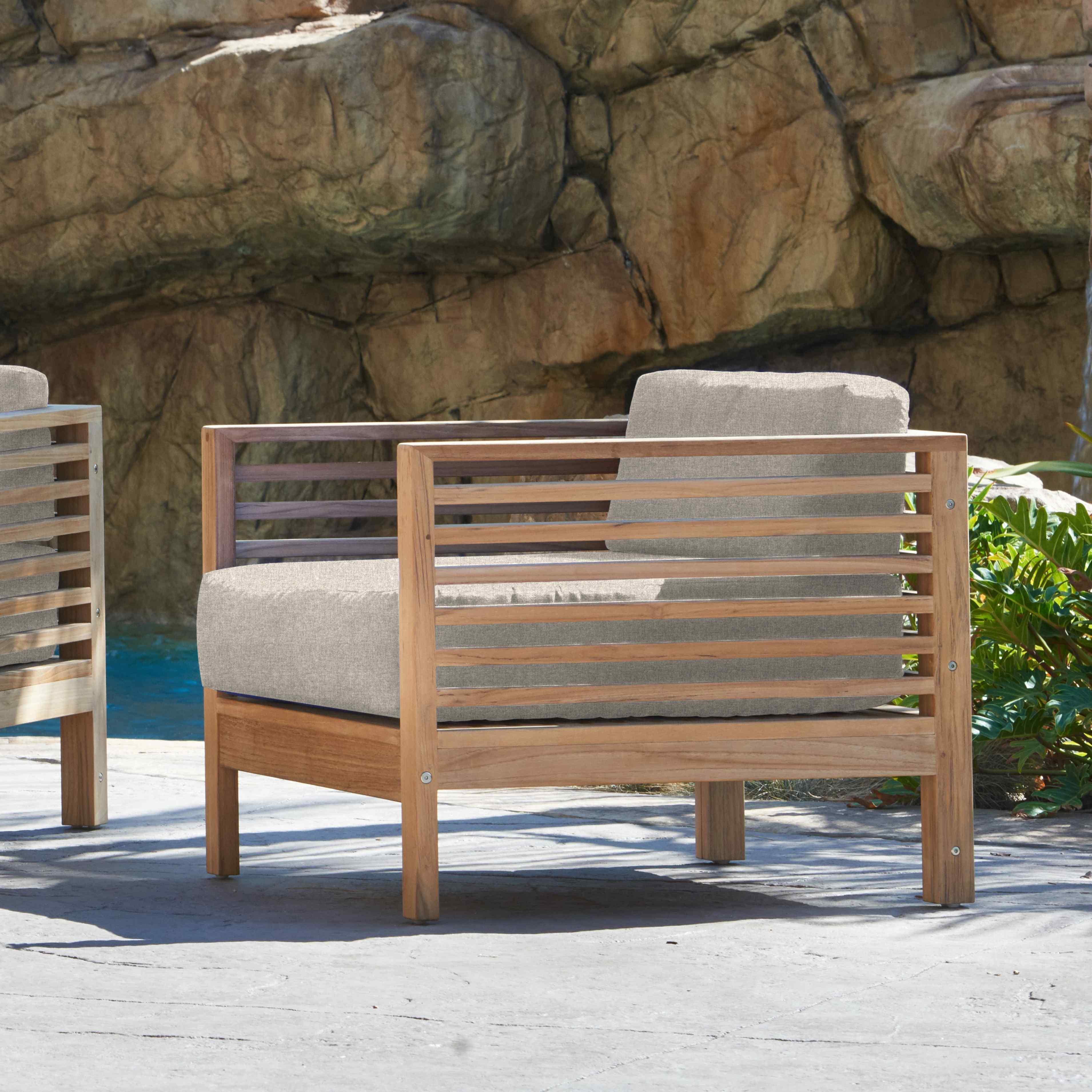 Summer Teak Outdoor Accent Chair with Sunbrella
