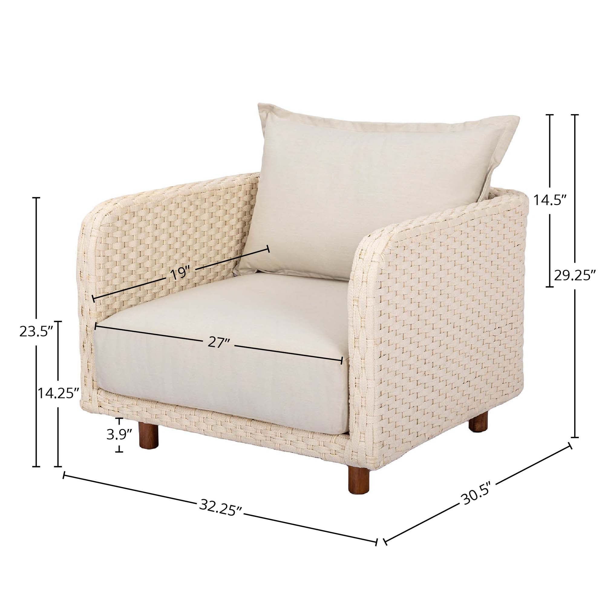 Ivory Coast Fabric Outdoor Club Chair