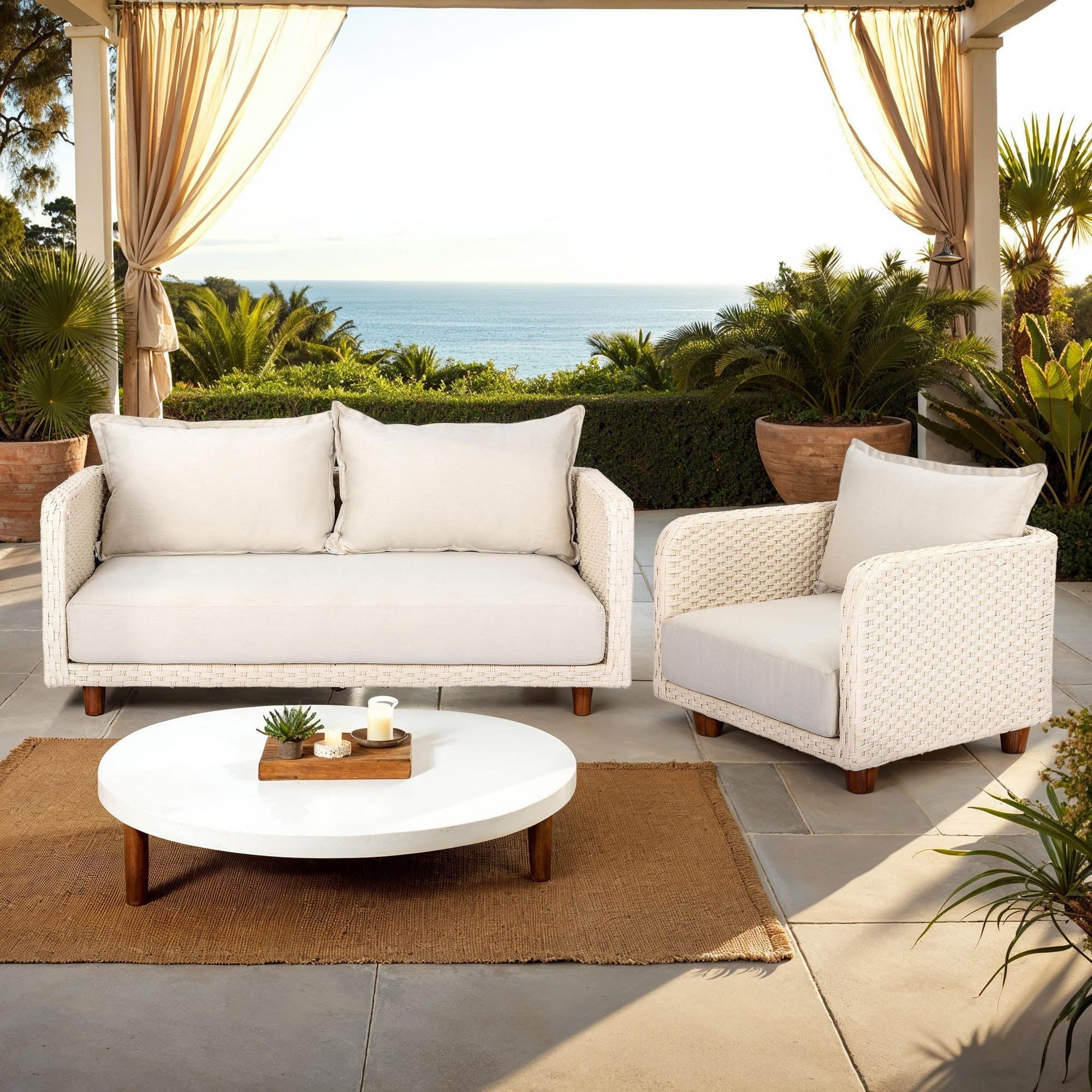 Ivory Coast Fabric Outdoor Club Chair