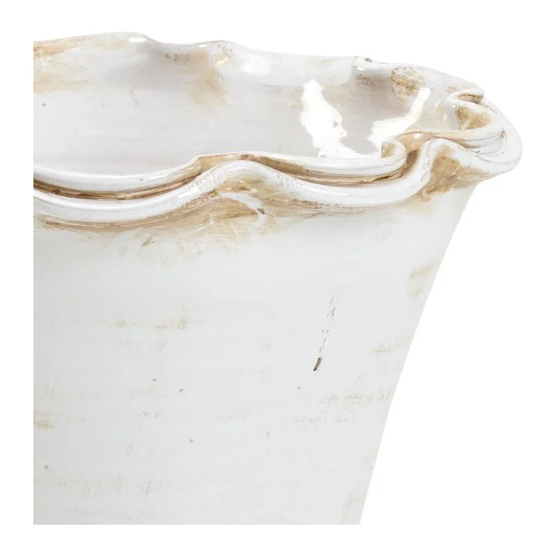 Wildwood Impruneta Fluted White Glaze Pot