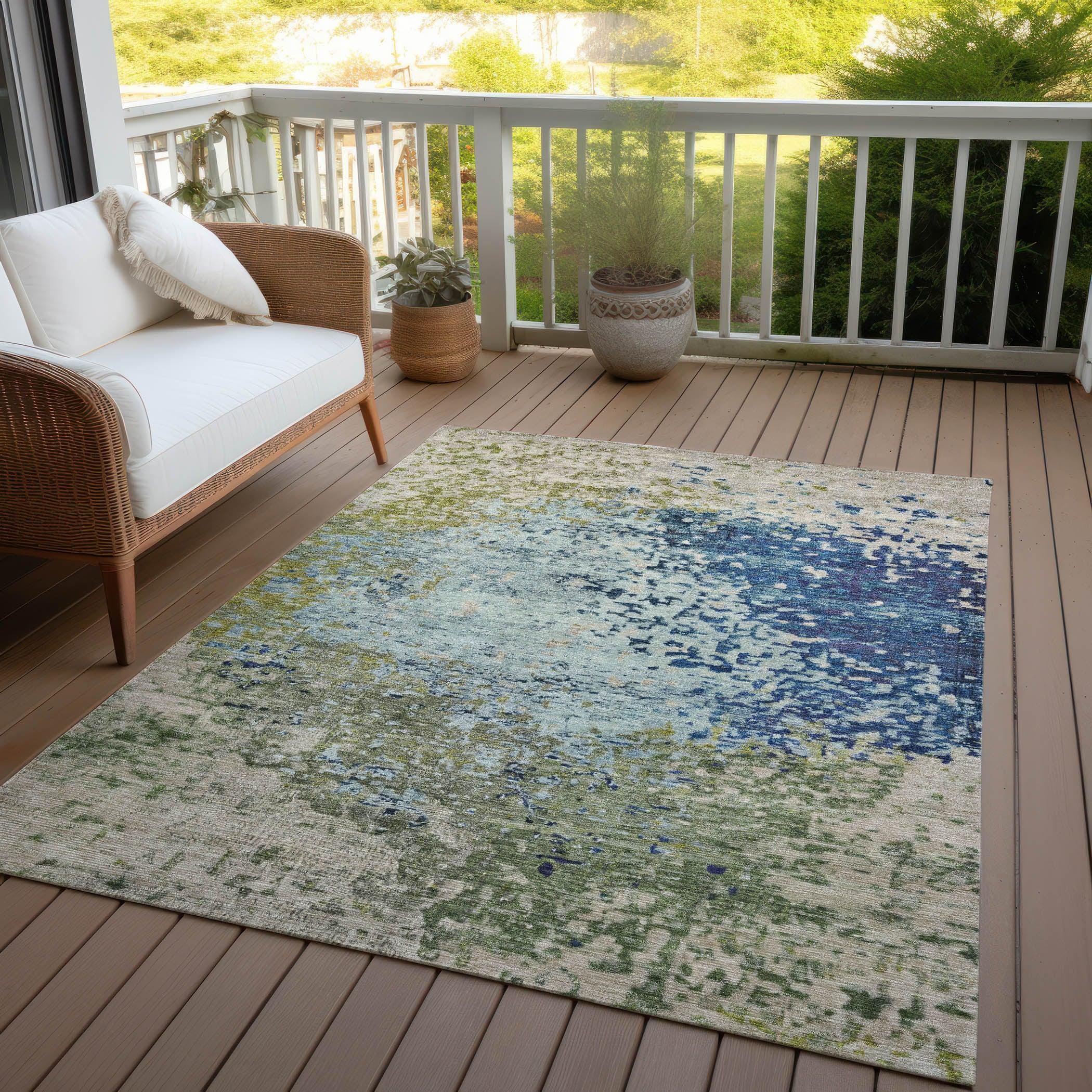 Addison Rugs Iriain Blue Washable Indoor-Outdoor Rug