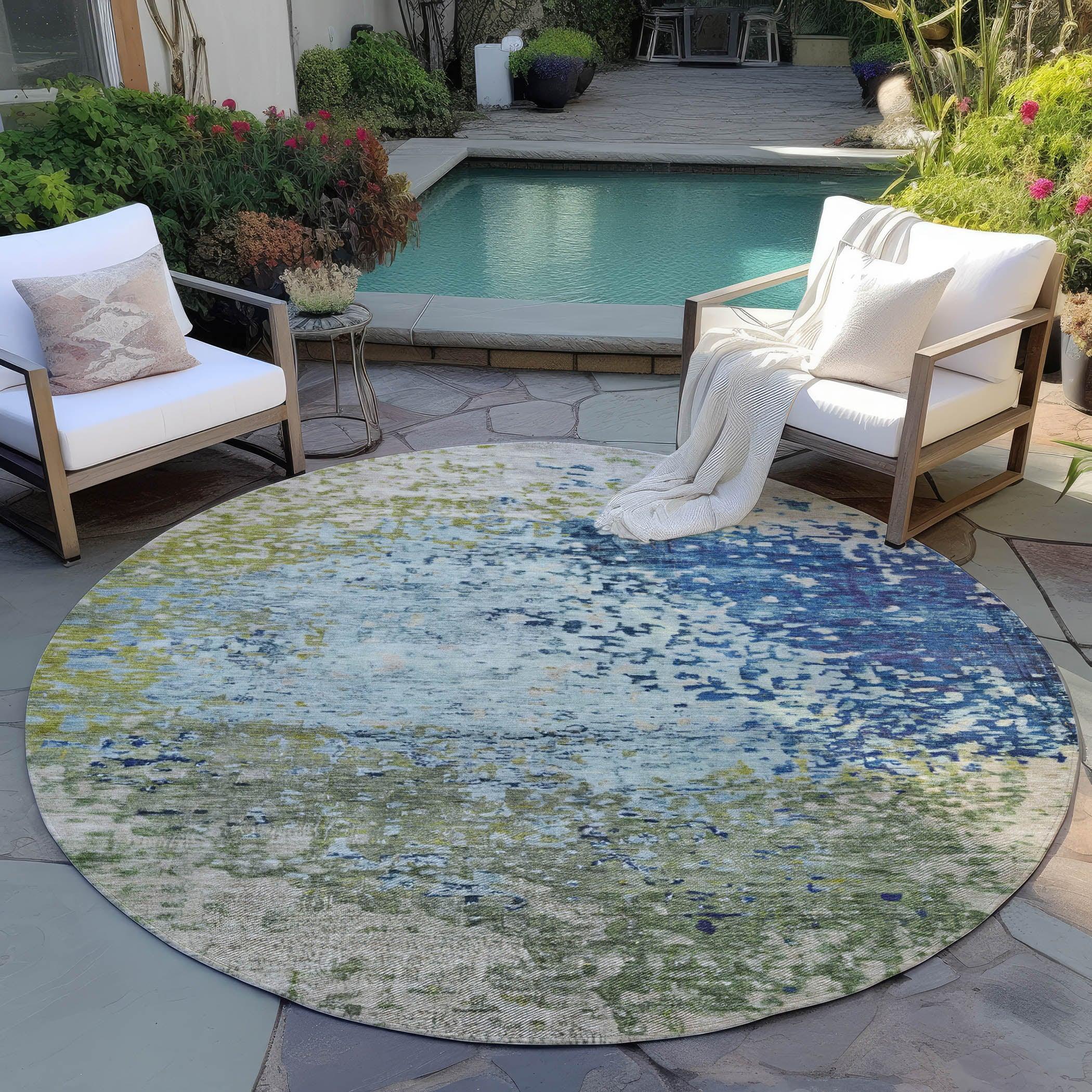 Addison Rugs Iriain Blue Washable Indoor-Outdoor Rug