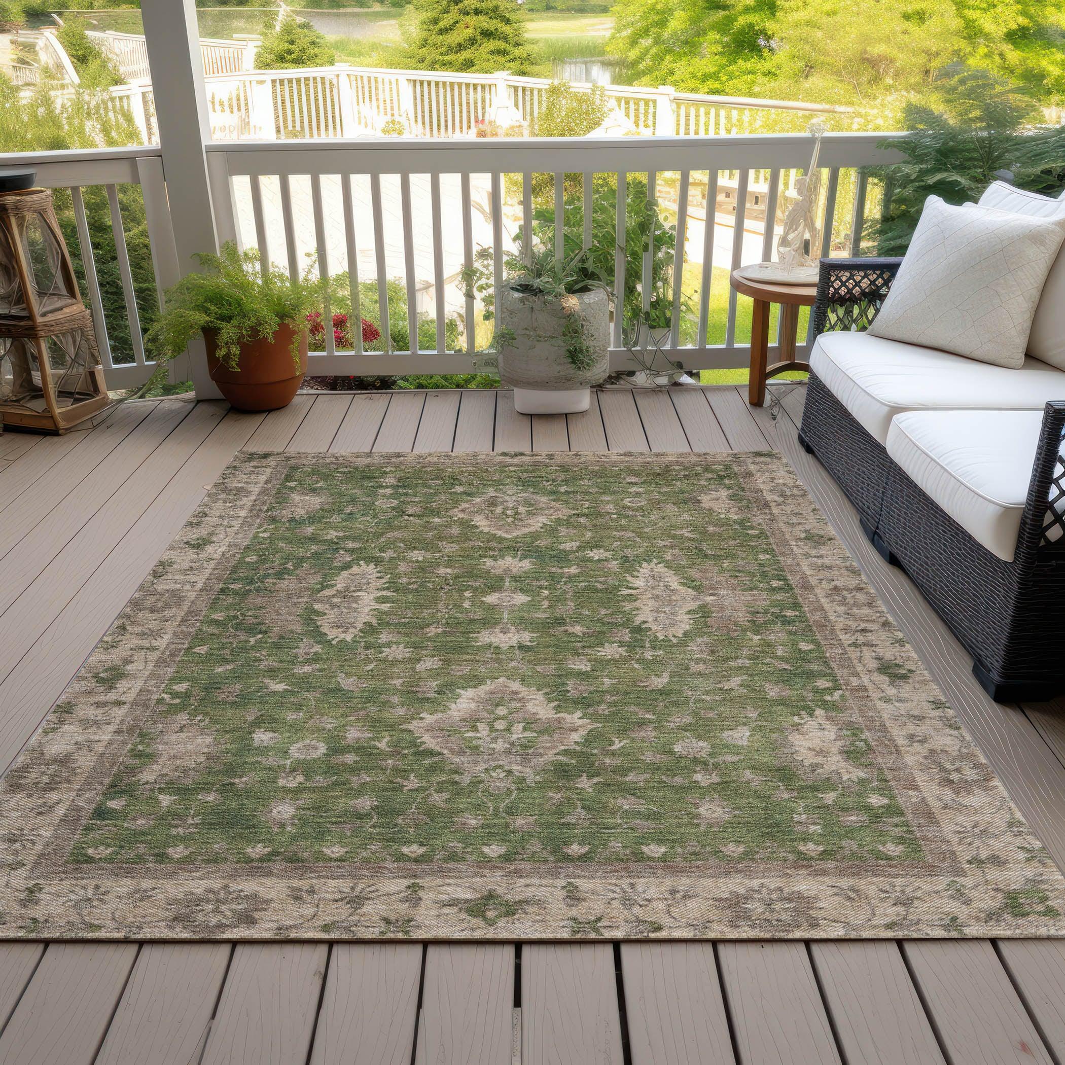 Addison Rugs Iriaris Green Washable Indoor-Outdoor Rug