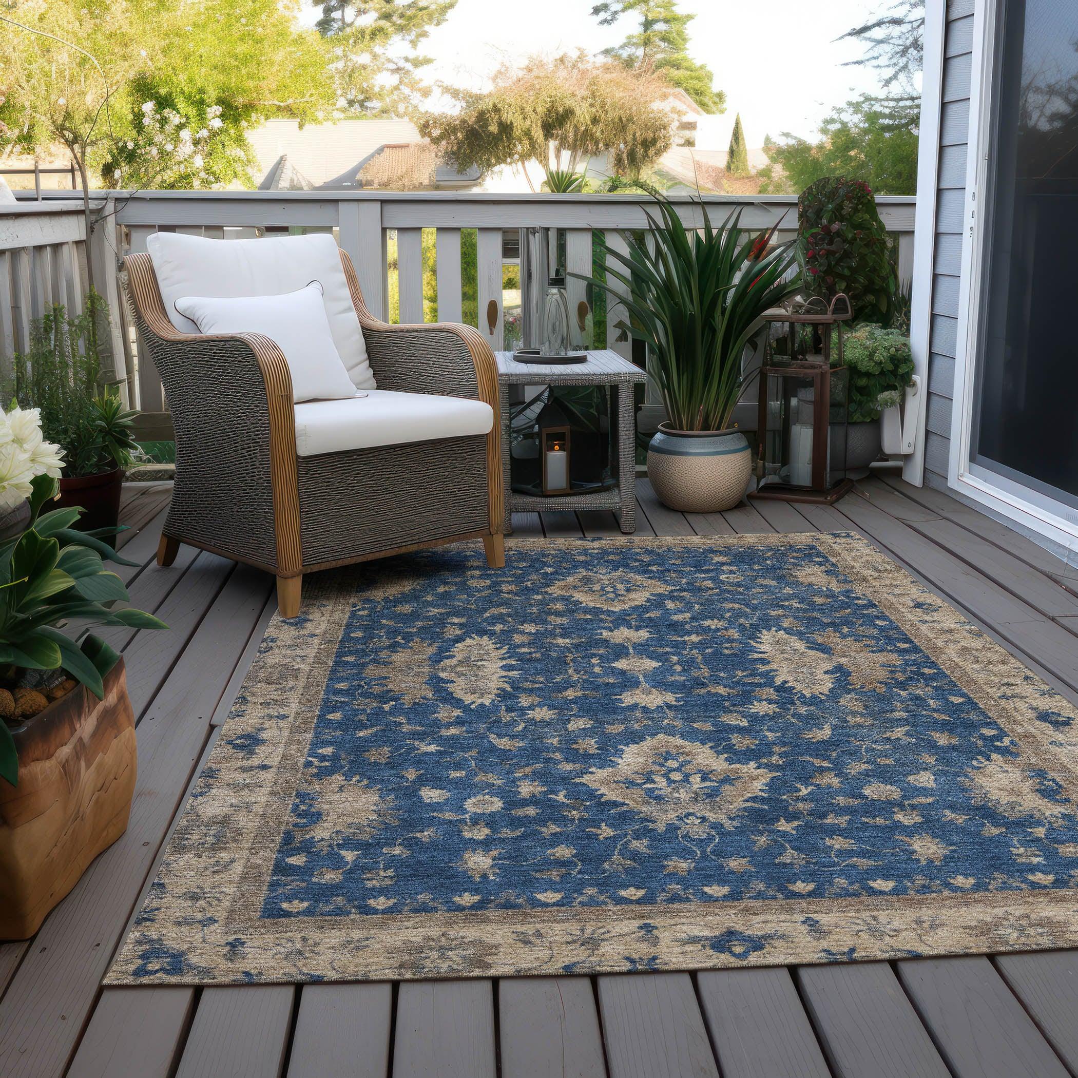 Addison Rugs Iriaris Navy Washable Indoor-Outdoor Rug