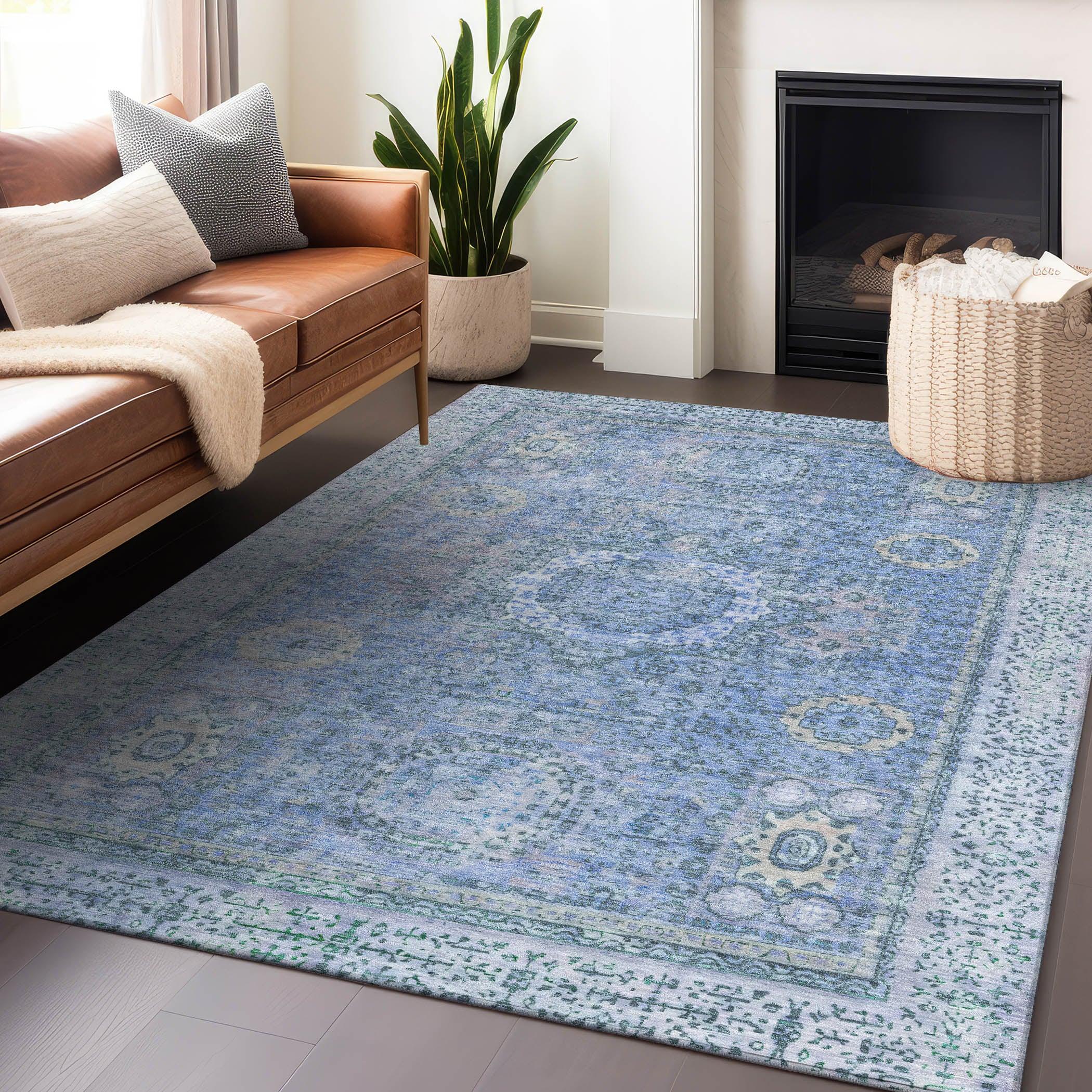Addison Rugs Irias Blue Washable Indoor-Outdoor Rug