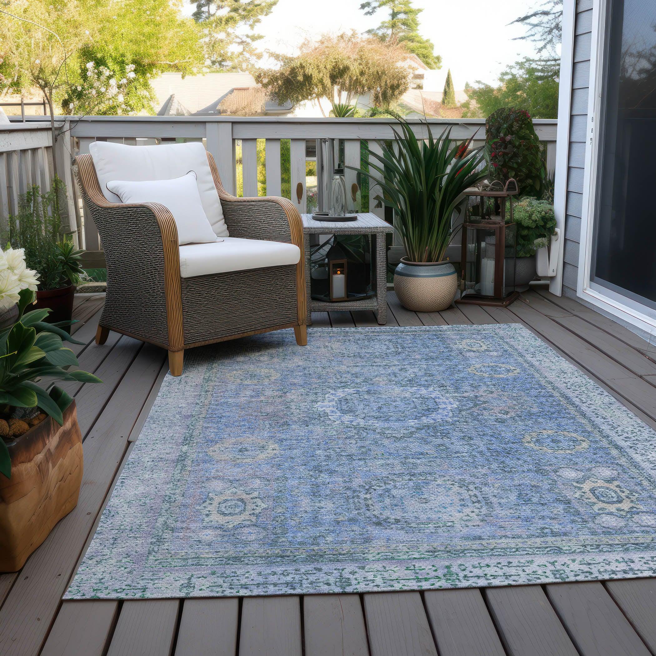 Addison Rugs Irias Blue Washable Indoor-Outdoor Rug