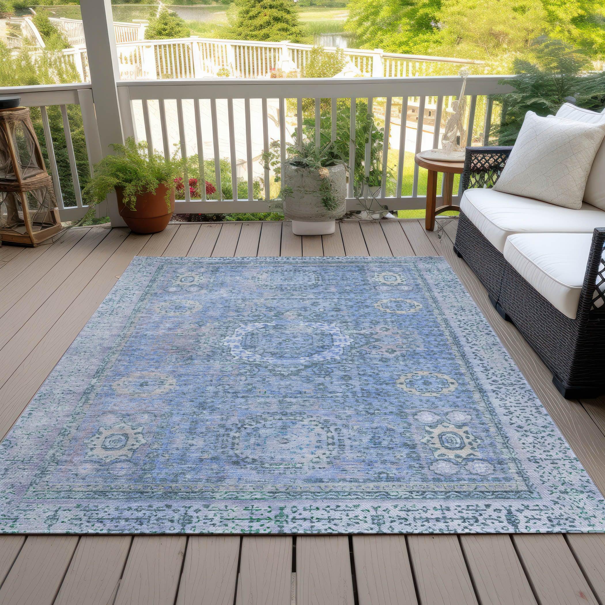 Addison Rugs Irias Blue Washable Indoor-Outdoor Rug