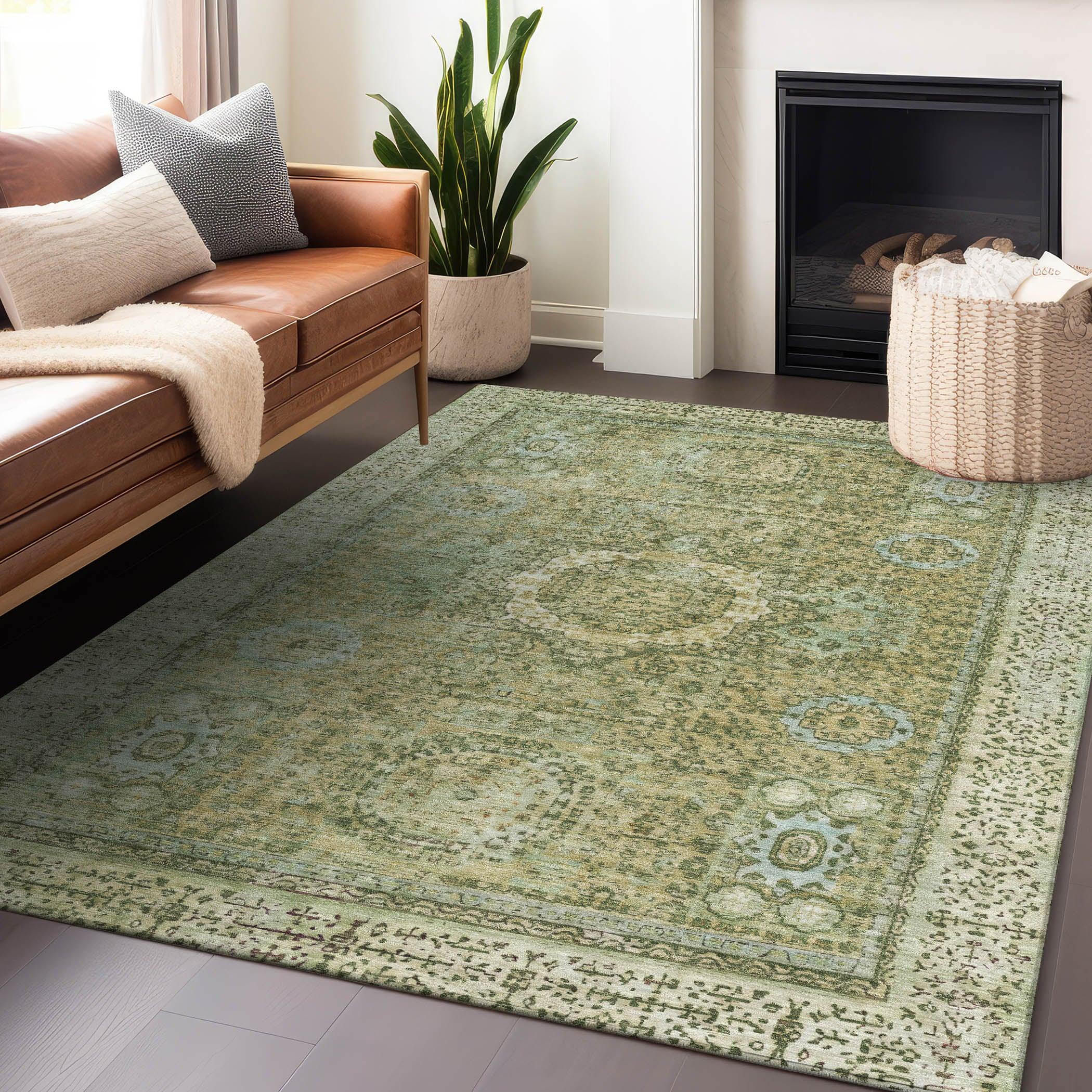 Addison Rugs Irias Green Washable Indoor-Outdoor Rug